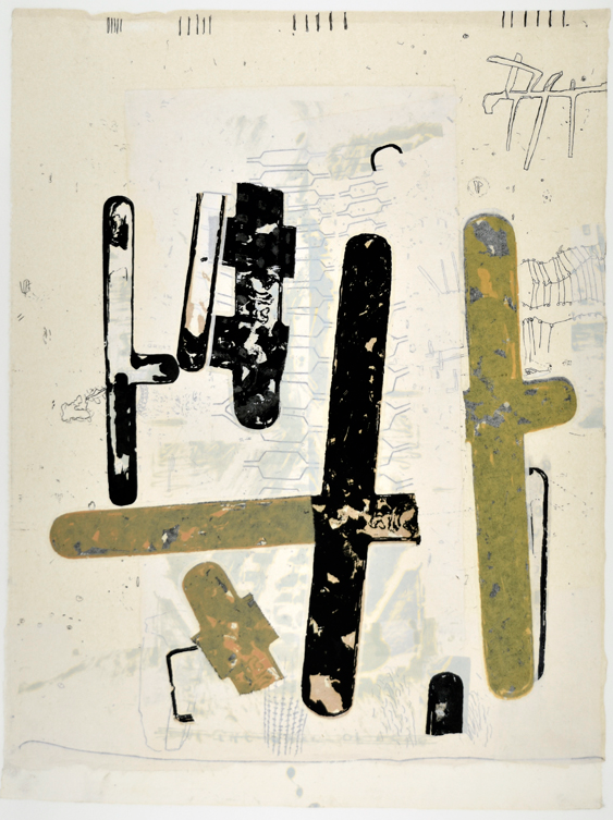 Mistaken in Charleviox III 25" x 19” litho, screen and chine colle