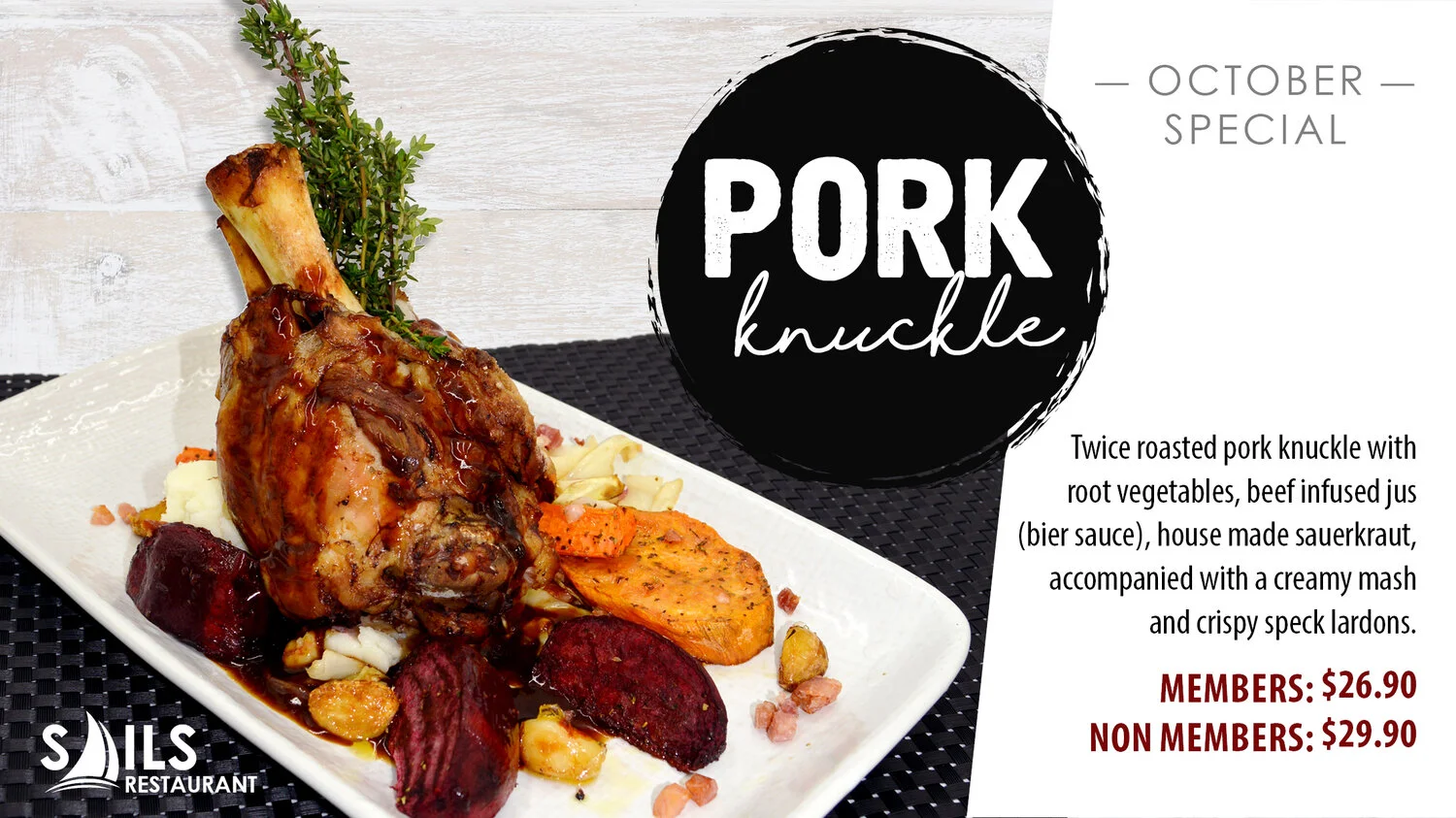 Available for lunch and dinner, 7 days a week, during the month of October.