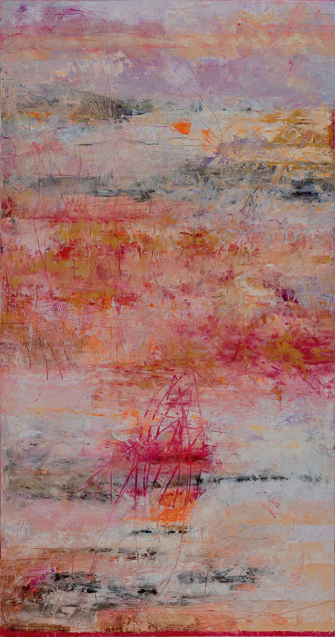 Telar pequeño que entre bambúes suena como laúd. Óleo sobre lino, 210 x 110 cm, 2012