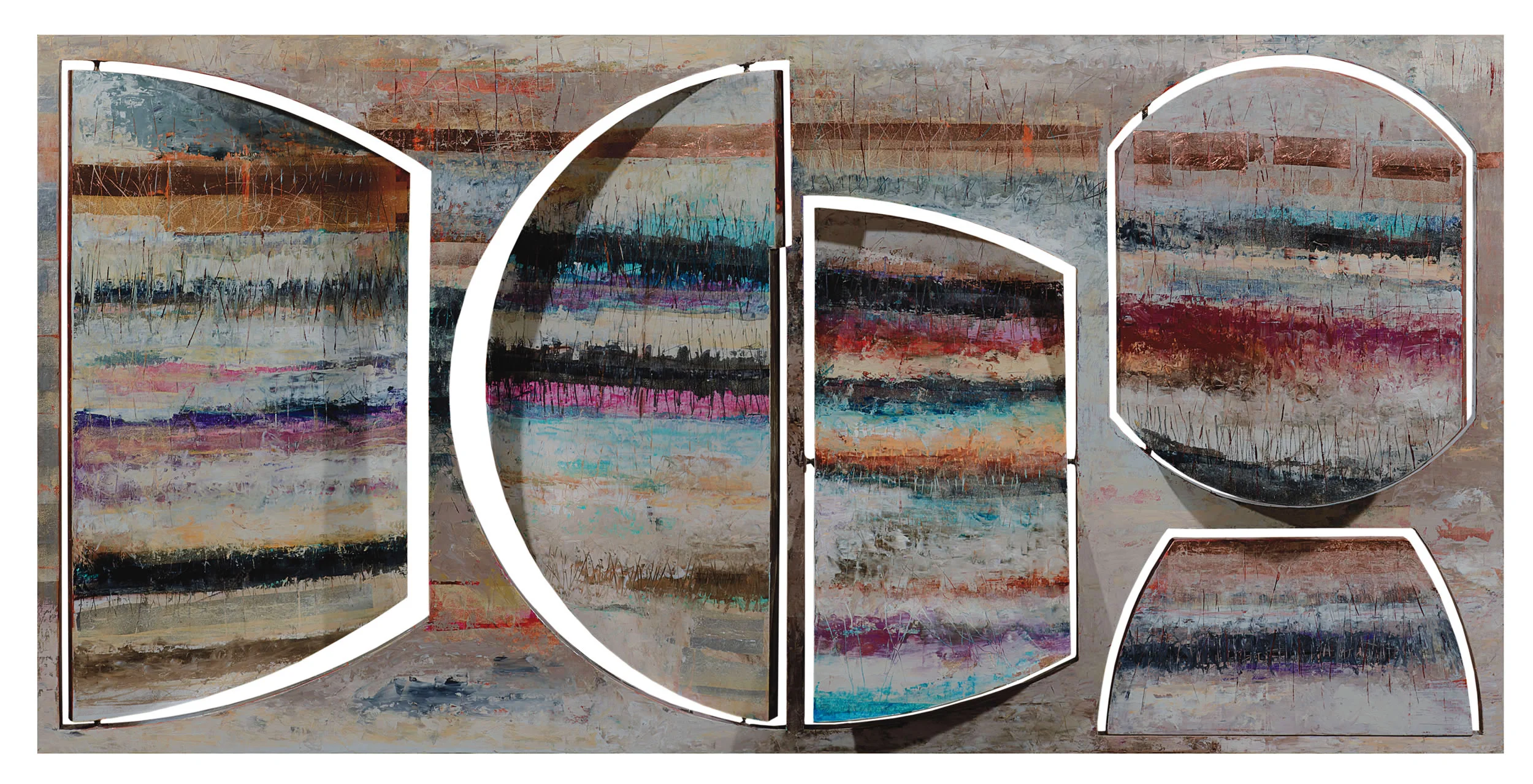 Cantes de siembra (5 piezas) Óleo sobre lino y madera, 150 x 33 x 7 cm, 2012