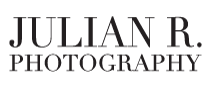 Text that reads 'JULIAN R. PHOTOGRAPHY' in black over a dark background.