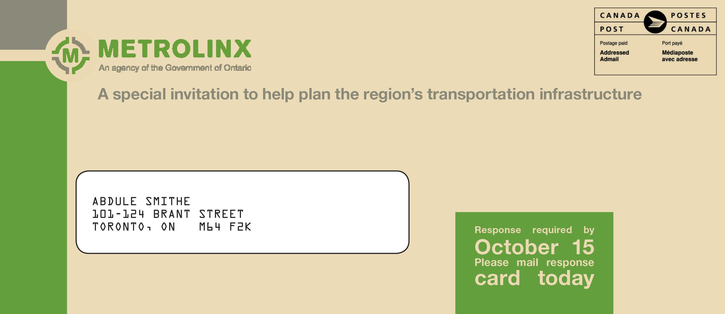The envelope of the Civic Lottery invitation package