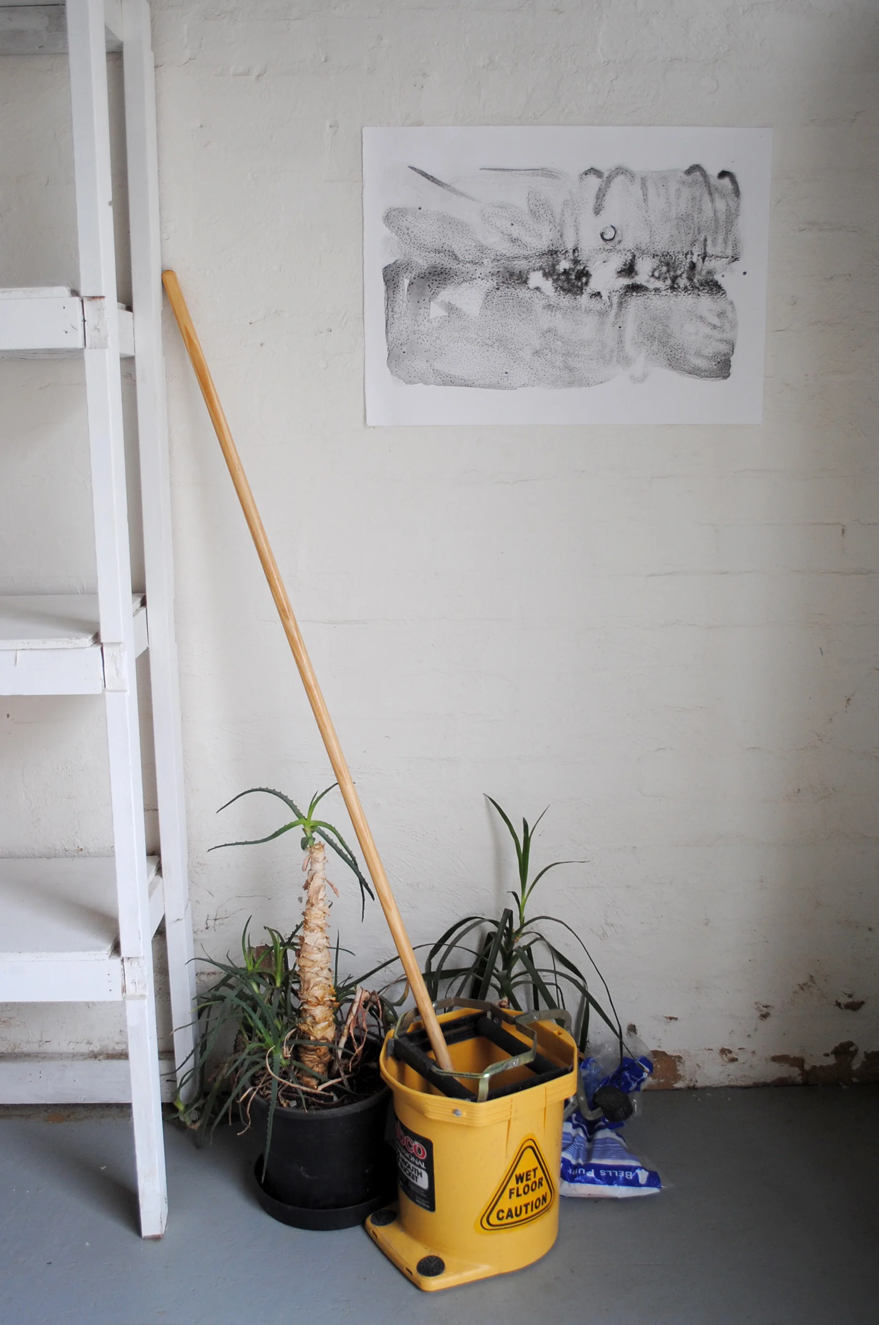 Mop , 50 x 70 Lithograph with found objects, Printed by A. Kellet