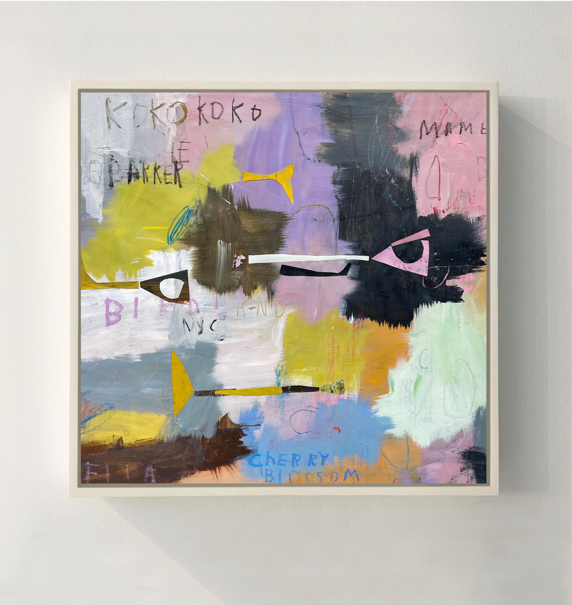 KOKO 2025 24 × 24 in Acrylic, Oil stick, collage on canvas . .