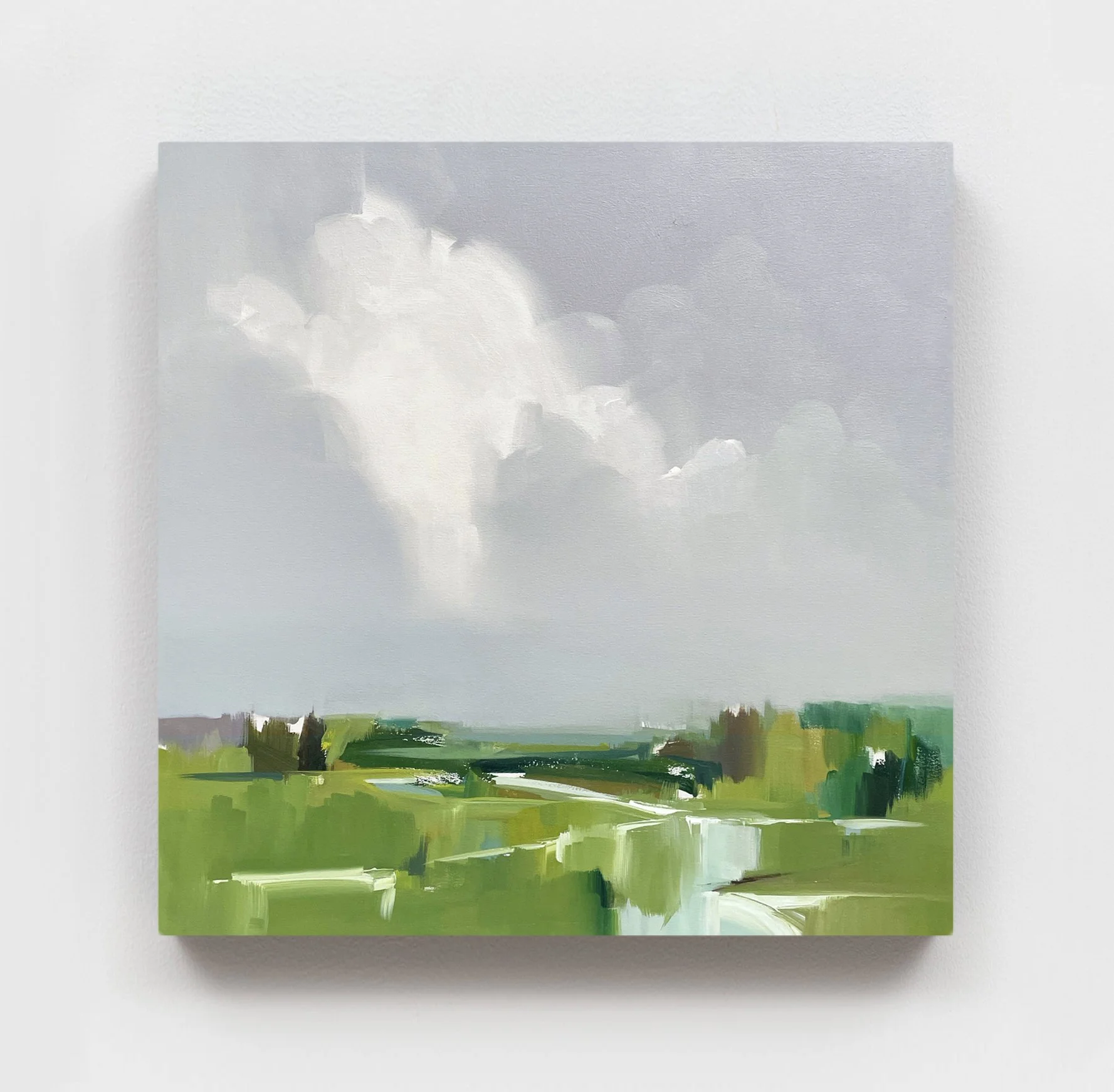 Quick studio shot of a recent piece “Vineyard by the sea” 36 ×36 the last painting from my Provincetown trip this summer. . .