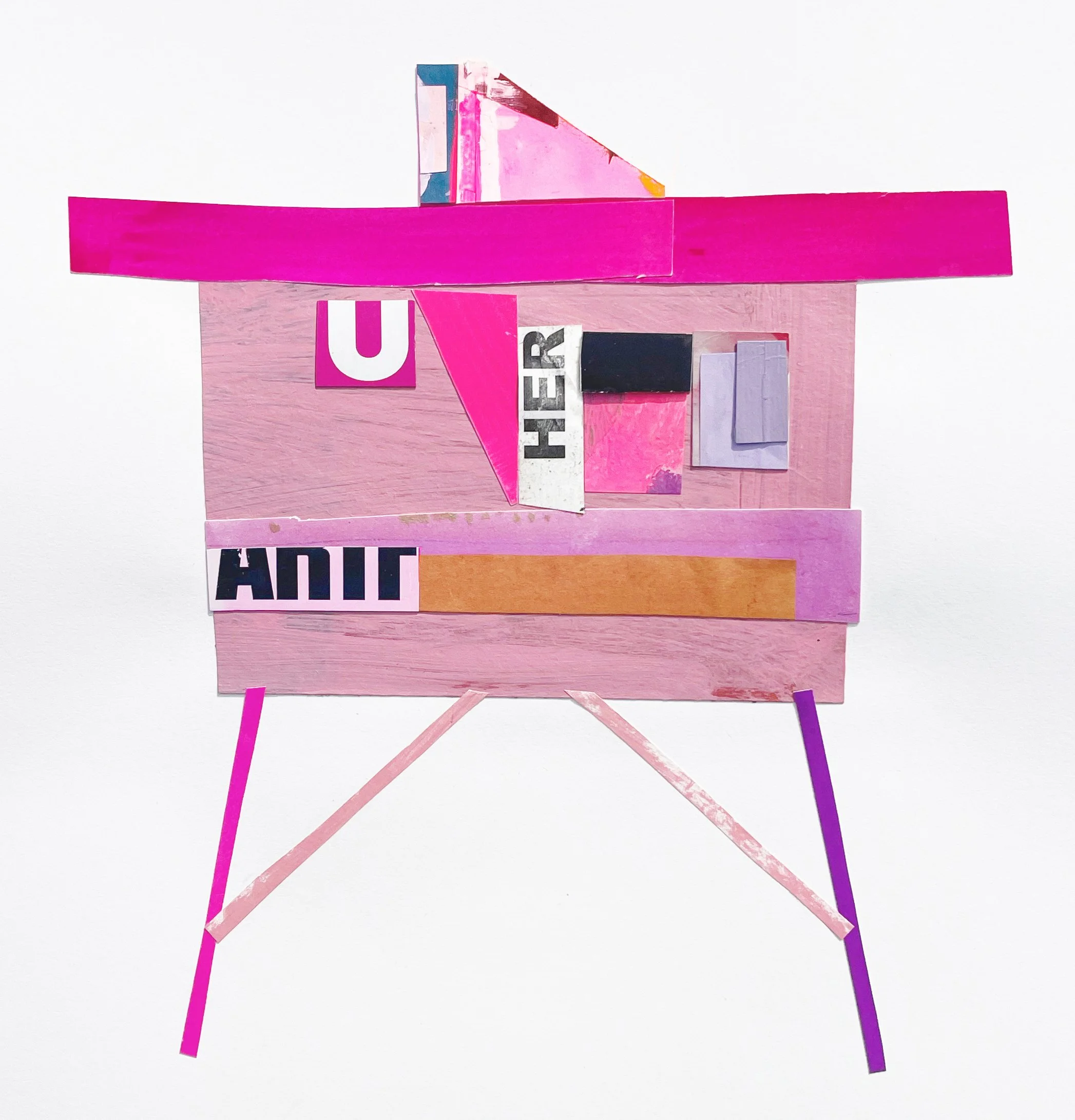  PINK LADY  2025  Gouache, Acrylic, mixed media collage on paper  12 × 12 inches  30.48 x 30.48 cm  . 