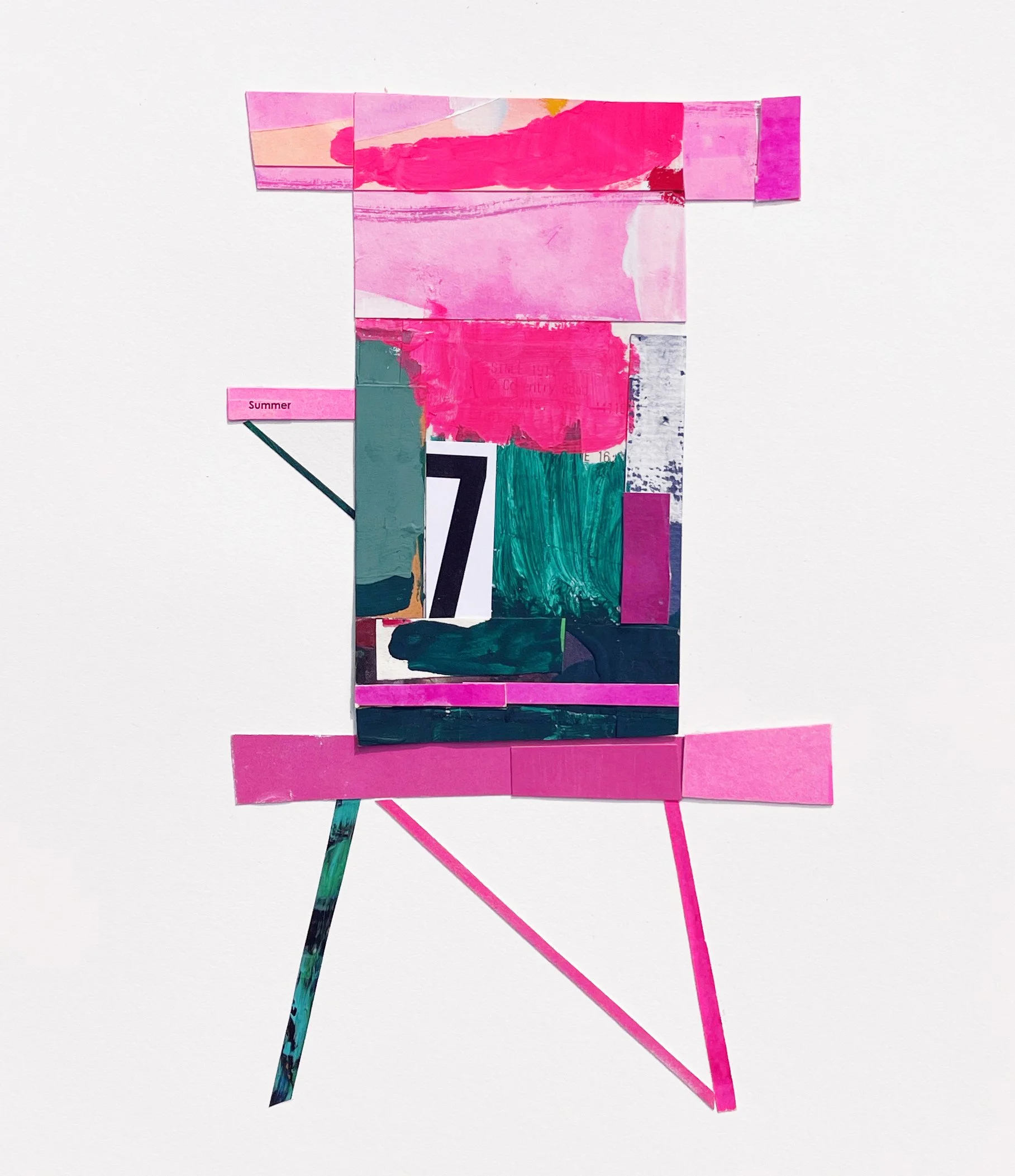  SUMMER #7  2025   Gouache, Acrylic, mixed media collage on paper  10 × 12 inches  25.4 x 30.48 cm  . 