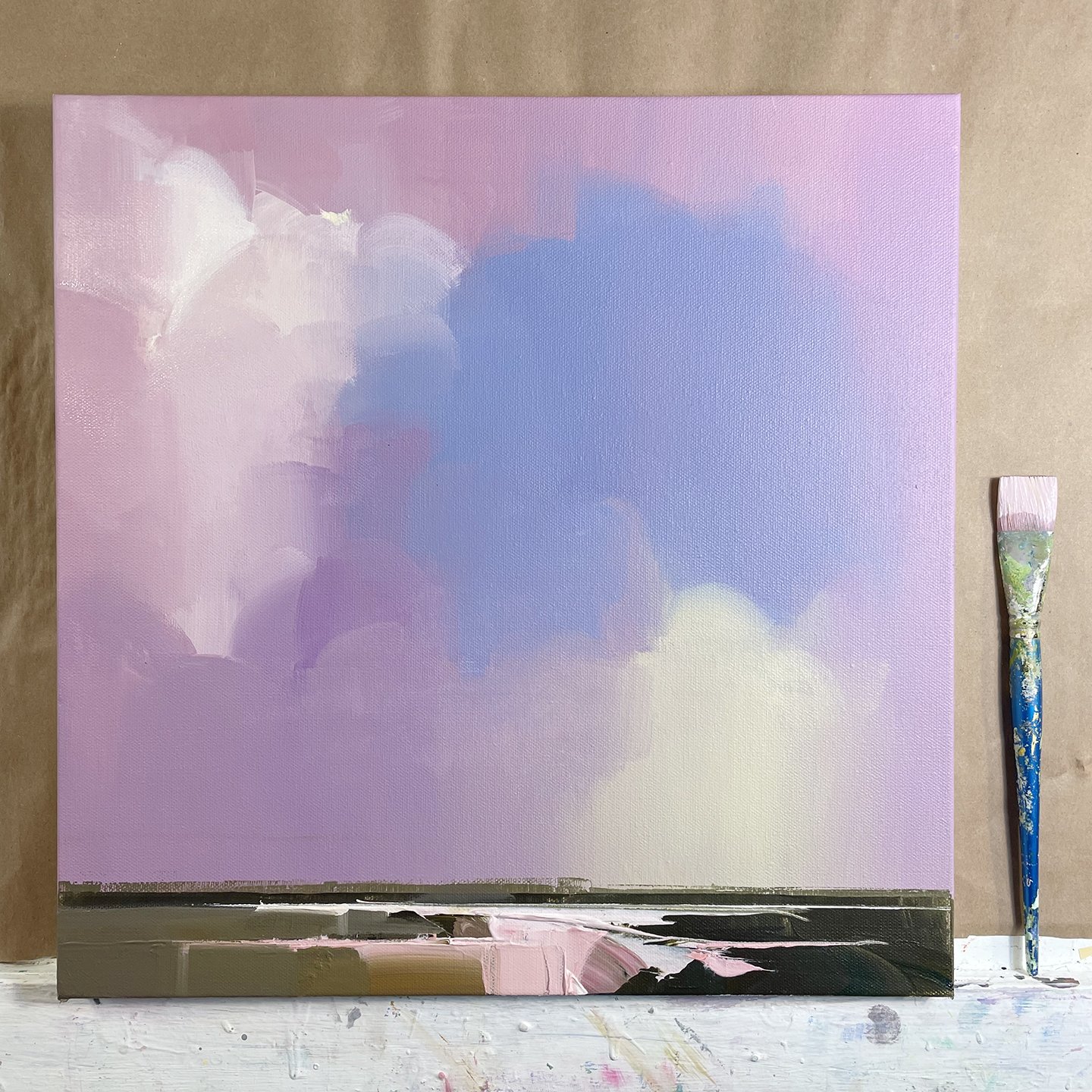  a new study from this week,   Lavender Sky  16 × 16   . 