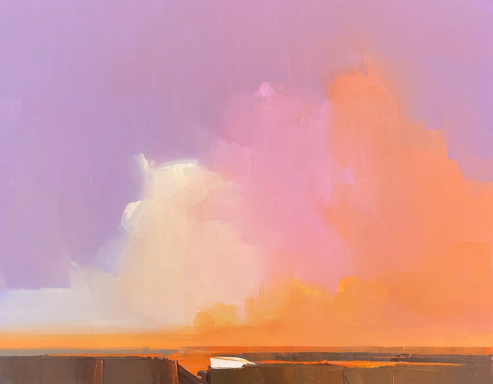 SKY FIELD # 4  (purple &amp; orange)  14 ×18 inches  Acrylic, Oil, on canvas  .  . 