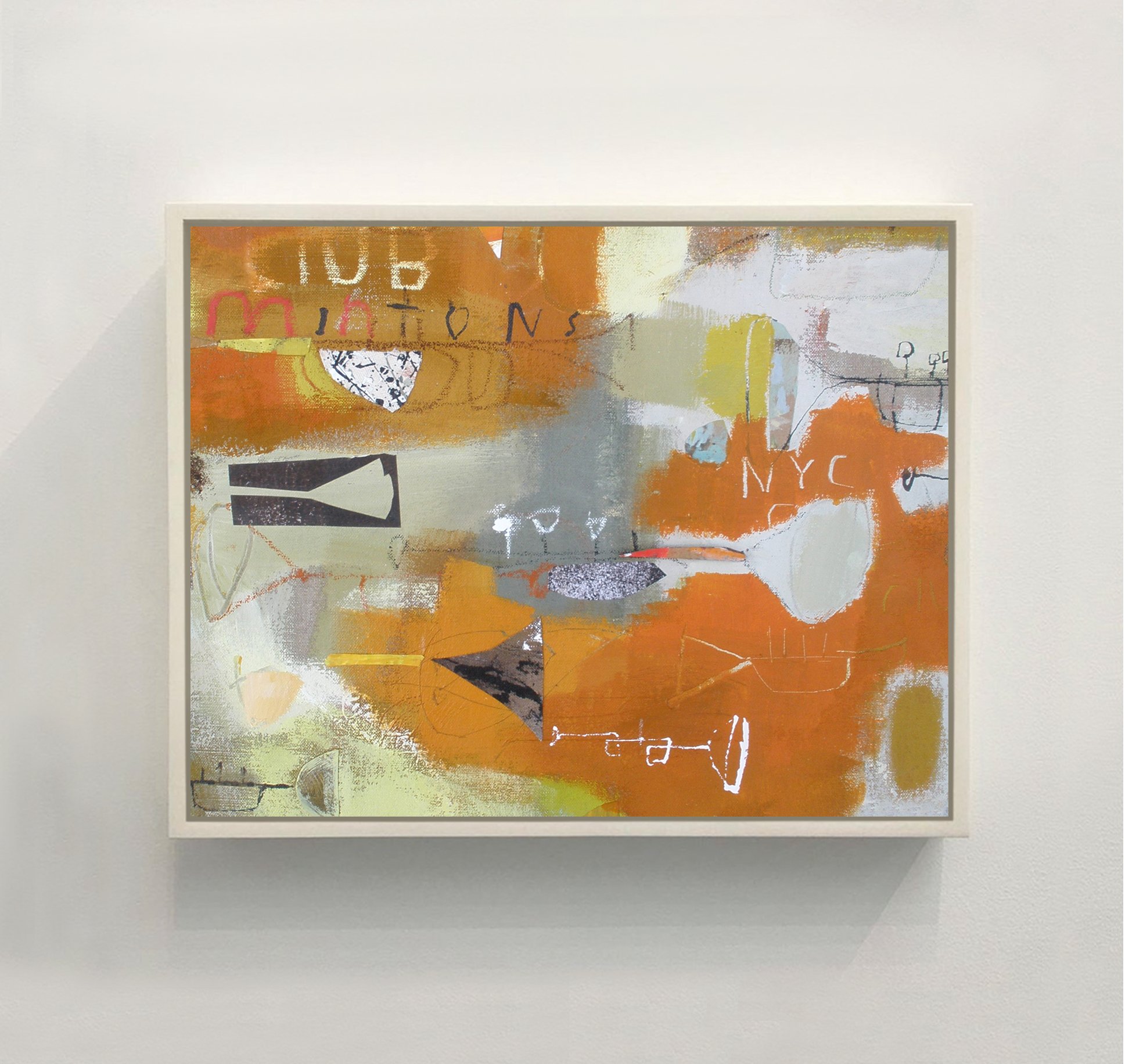  OPEN ALL NIGHT  2009  20 × 16 in  Acrylic, Oil stick, collage on canvas  SOLD  . 