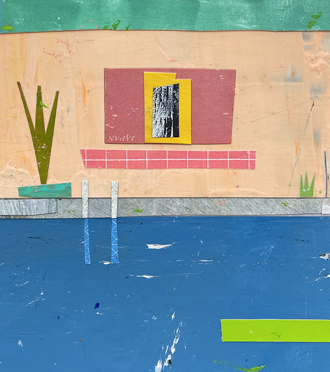  TINY SPLASH   9 × 9 in  22.86 x 22.86 cm  Acrylic, gouache, painted papers, collage on wood panel  SOLD  Private Collection, San Francisco   . 