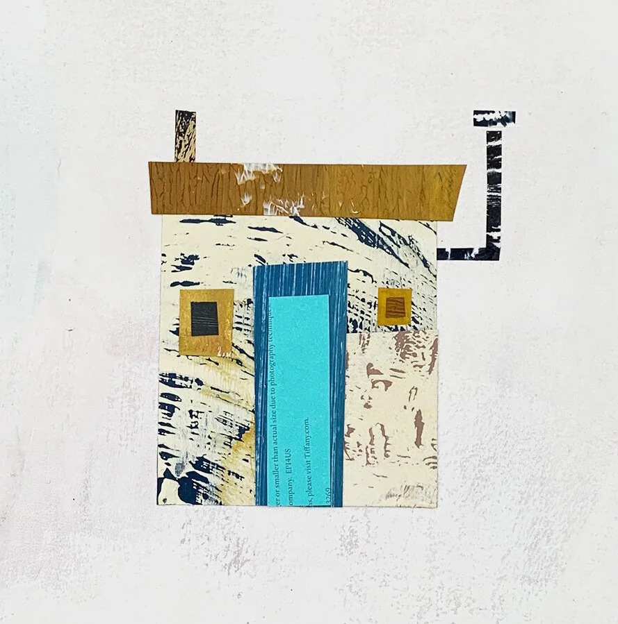  BLUE &amp; CREAM (Cabin #2)  2015  7 × 7 inches  Acrylic, Gouache, mixed media collage on paper  SOLD  . 