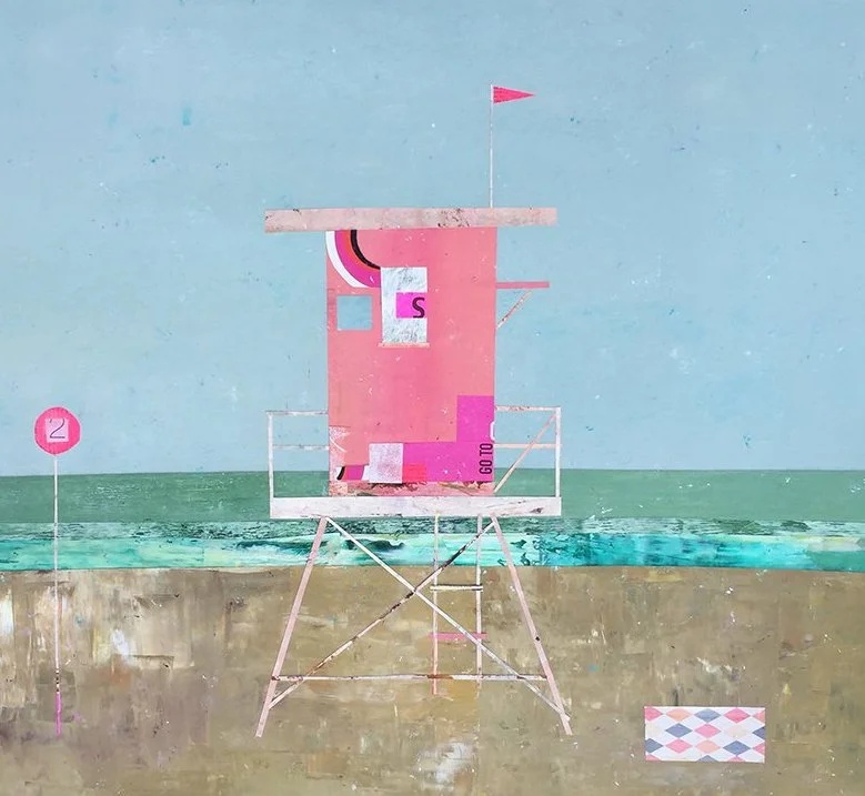  PINK DELUXE  2016  30 × 30 inches  Mixed media collage on paper  SOLD  Private Collection  . 