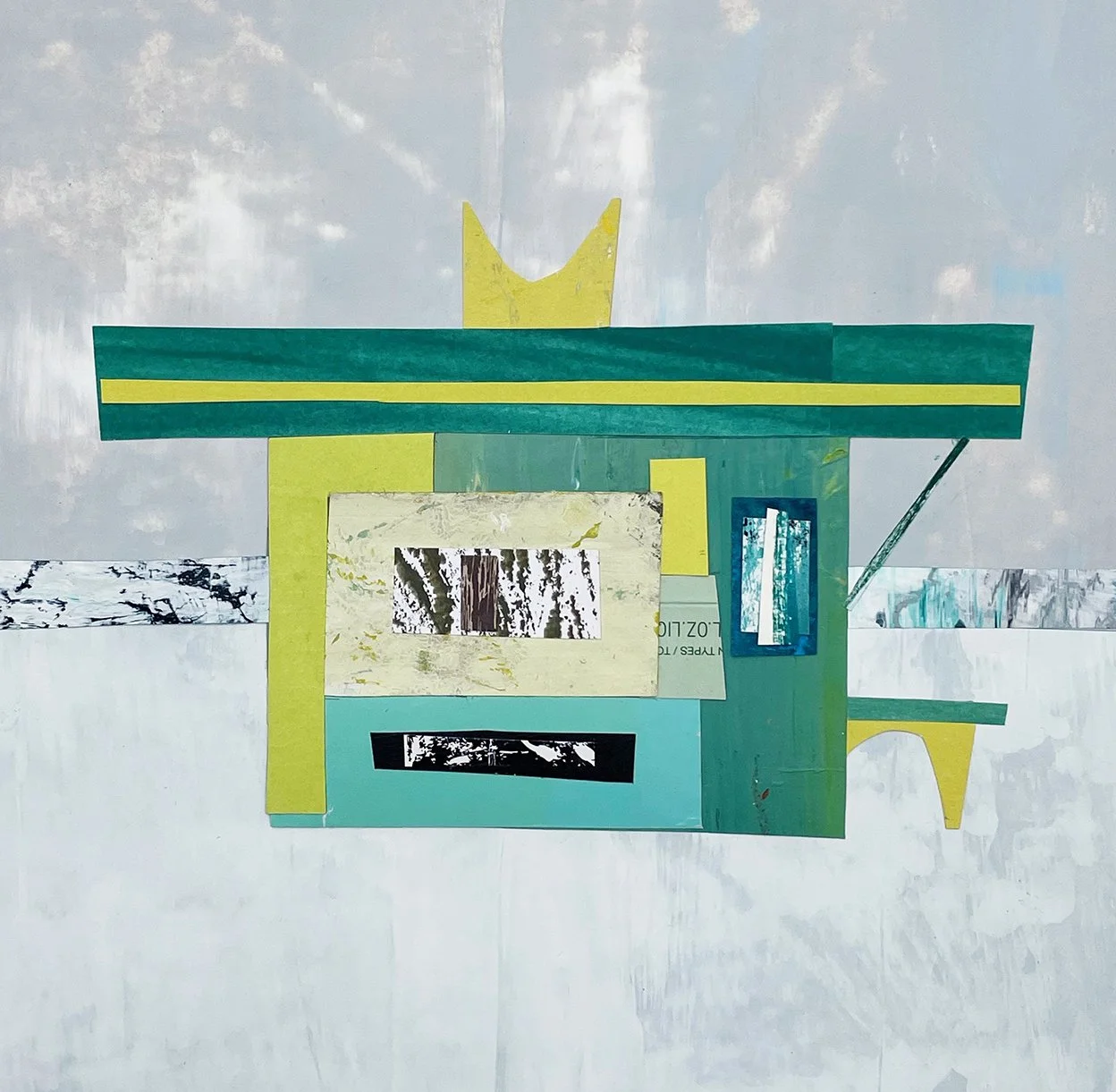  THE COSMIC CONE  2024  Acrylic, oil, mixed media collage on paper  .   