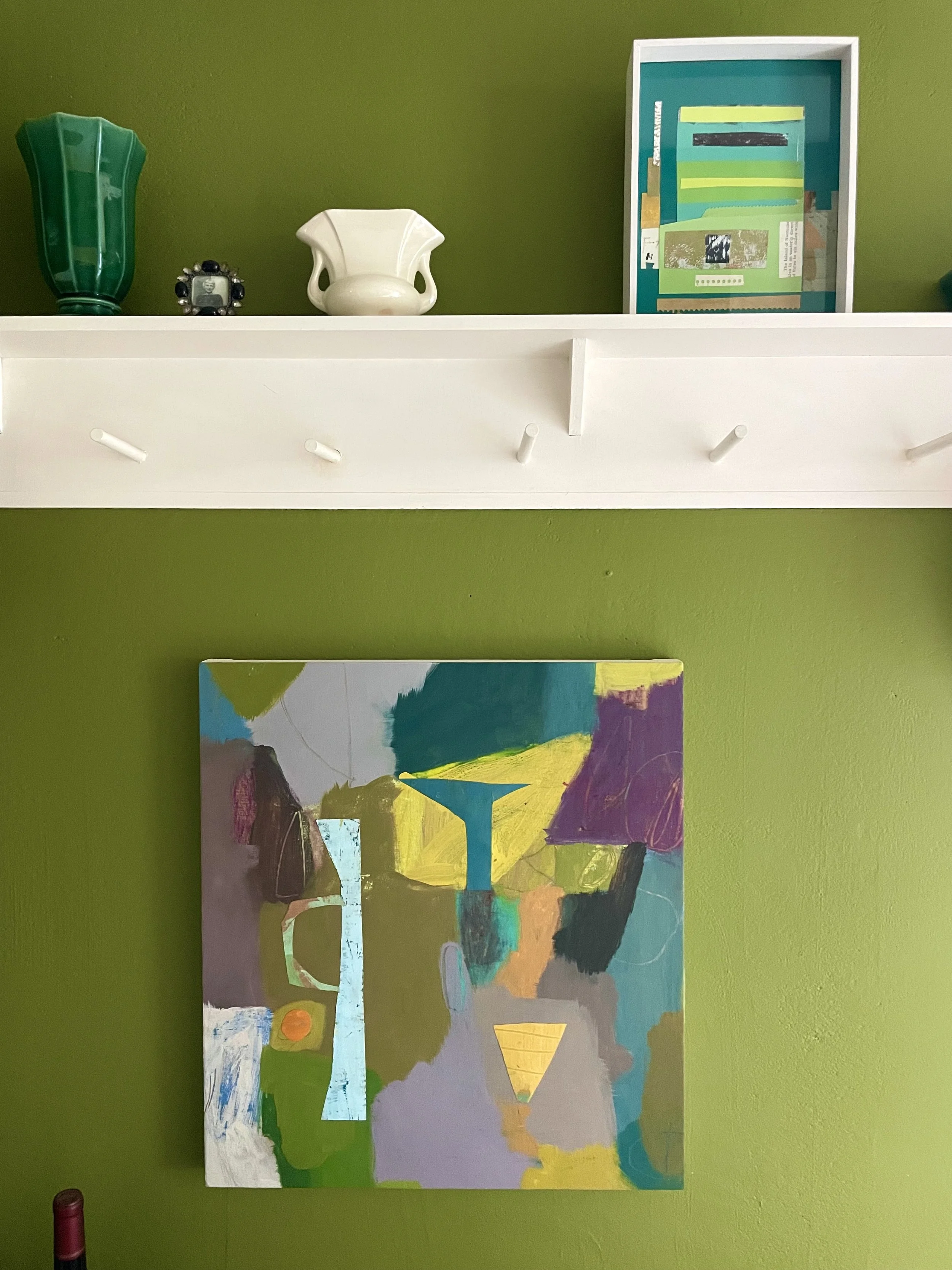  Feeling the green today in the farm house. These pieces live in my kitchen gallery.  .   