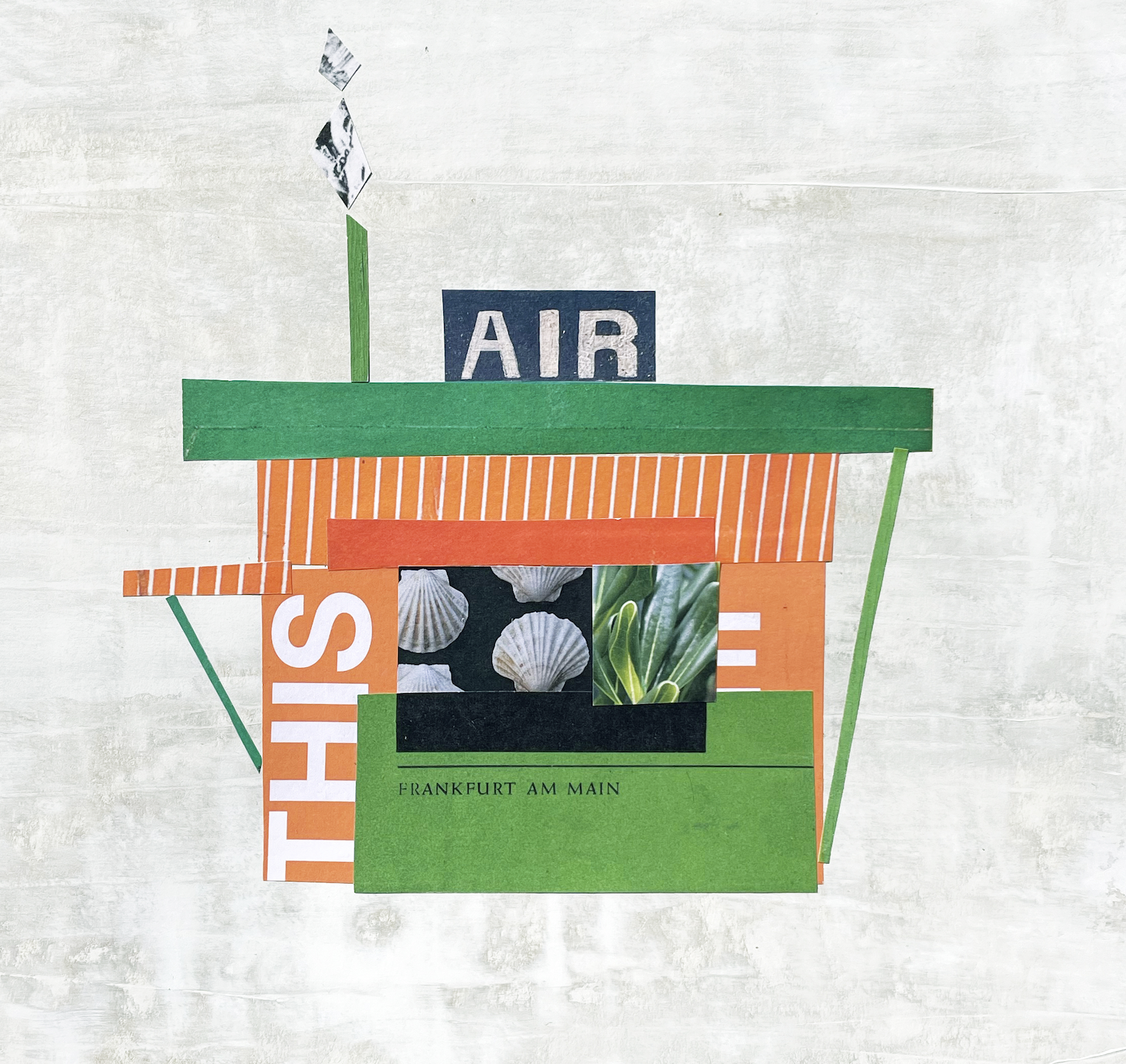  AIR  2026  9 × 9 inches  Acrylic, found paper materials, assemblage on paper  .   