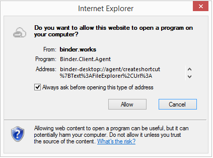 Select Allow / Launch Application / OK - depending on your browser.