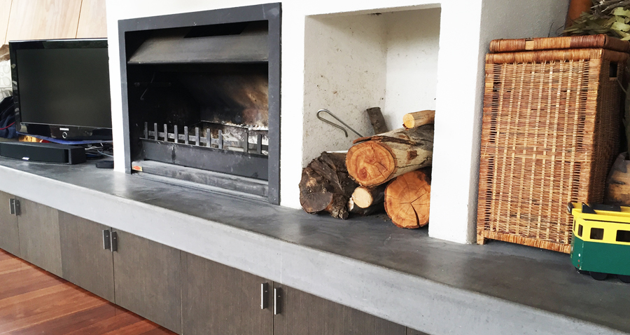 CONCRETE FIREPLACES & BENCHTOPS