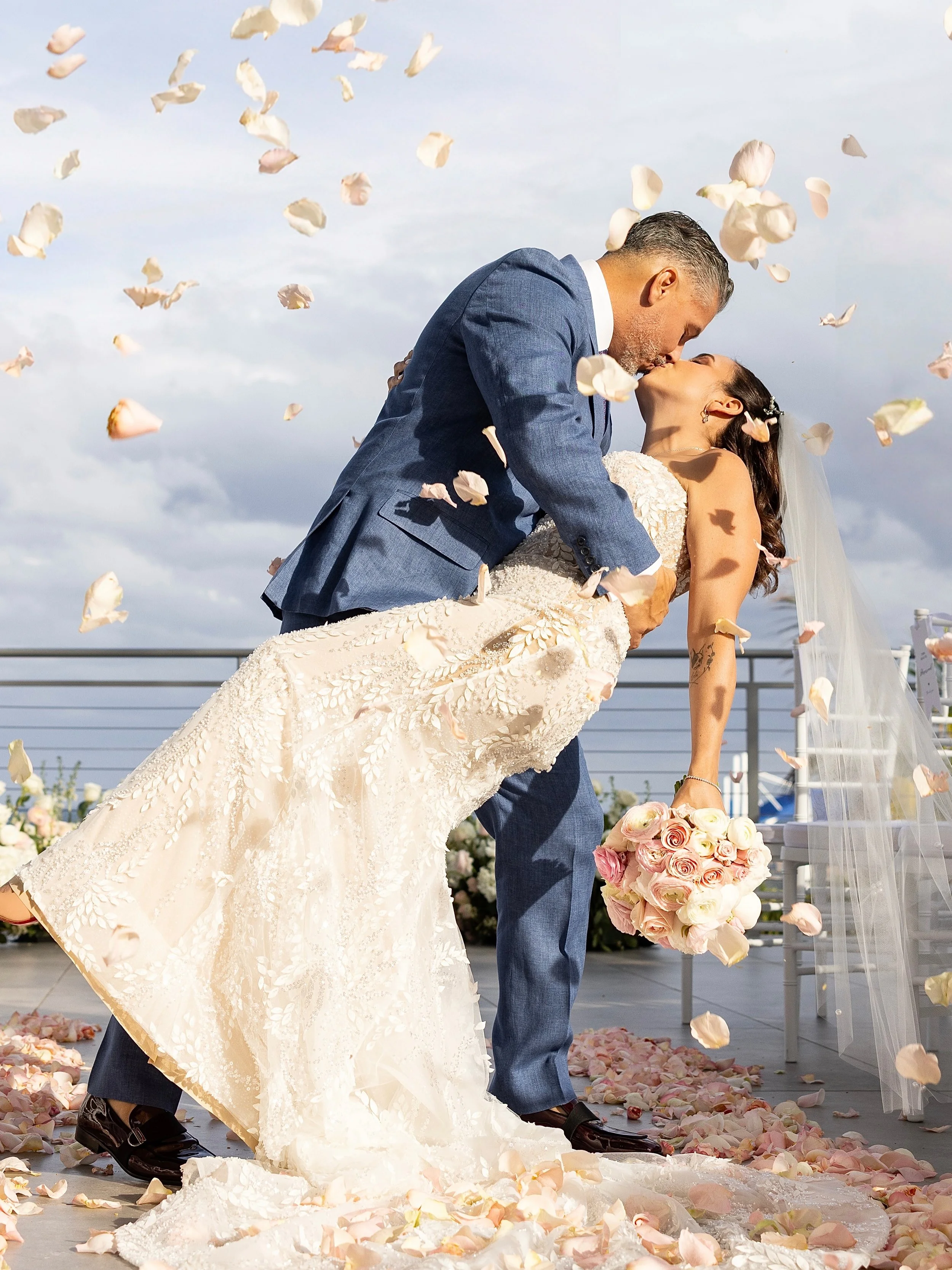 Petals, ocean air and a beautiful day at Oceanic with Anielka &amp; Michael! #pompanobeachwedding #floridaweddingphotographer #oceanicpompano #southfloridaweddings #miamiweddingphotographer