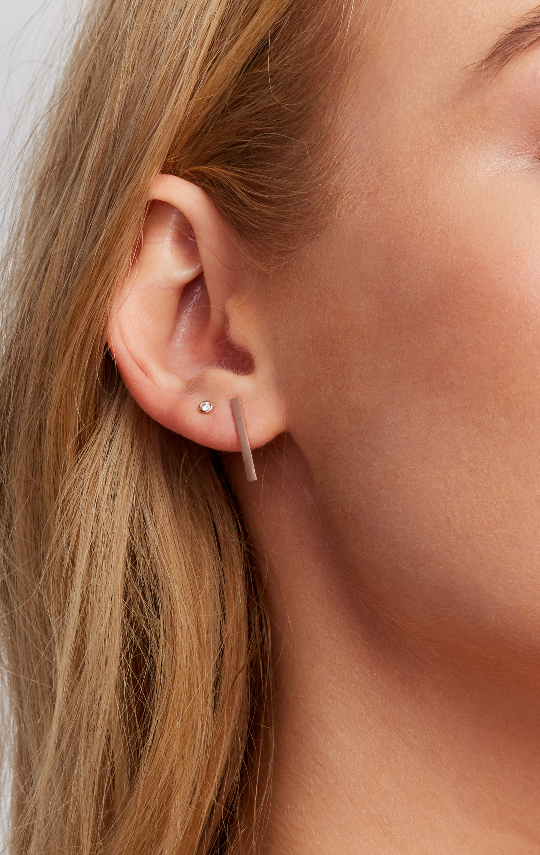 Stud Earrings: Dainty Gold & Diamond Studs
