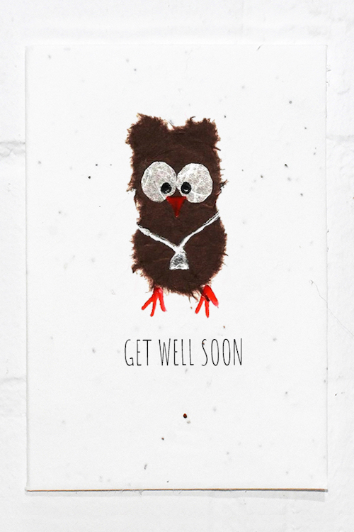 Get Well Soon card Get well card for him Covid card with blue owl 3D card Crochet card Crochet Owl card Get well card for her