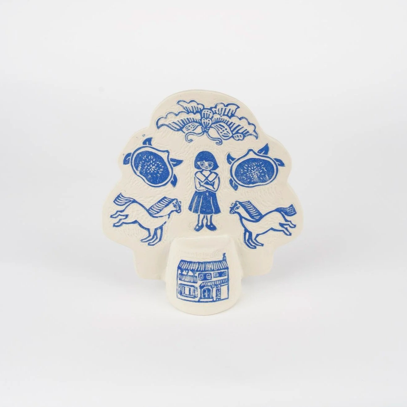 Youth Bell, 2025, Block printed and carved porcelain, 10" x 10" x 5"
