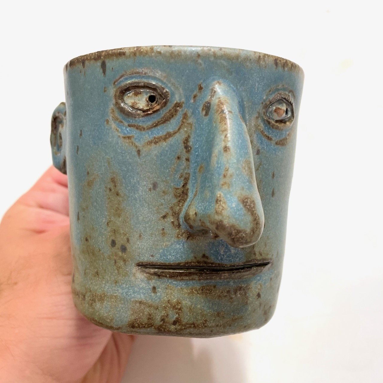Mug with blue face and long nose
4 x 3.5 x 5
2020
$