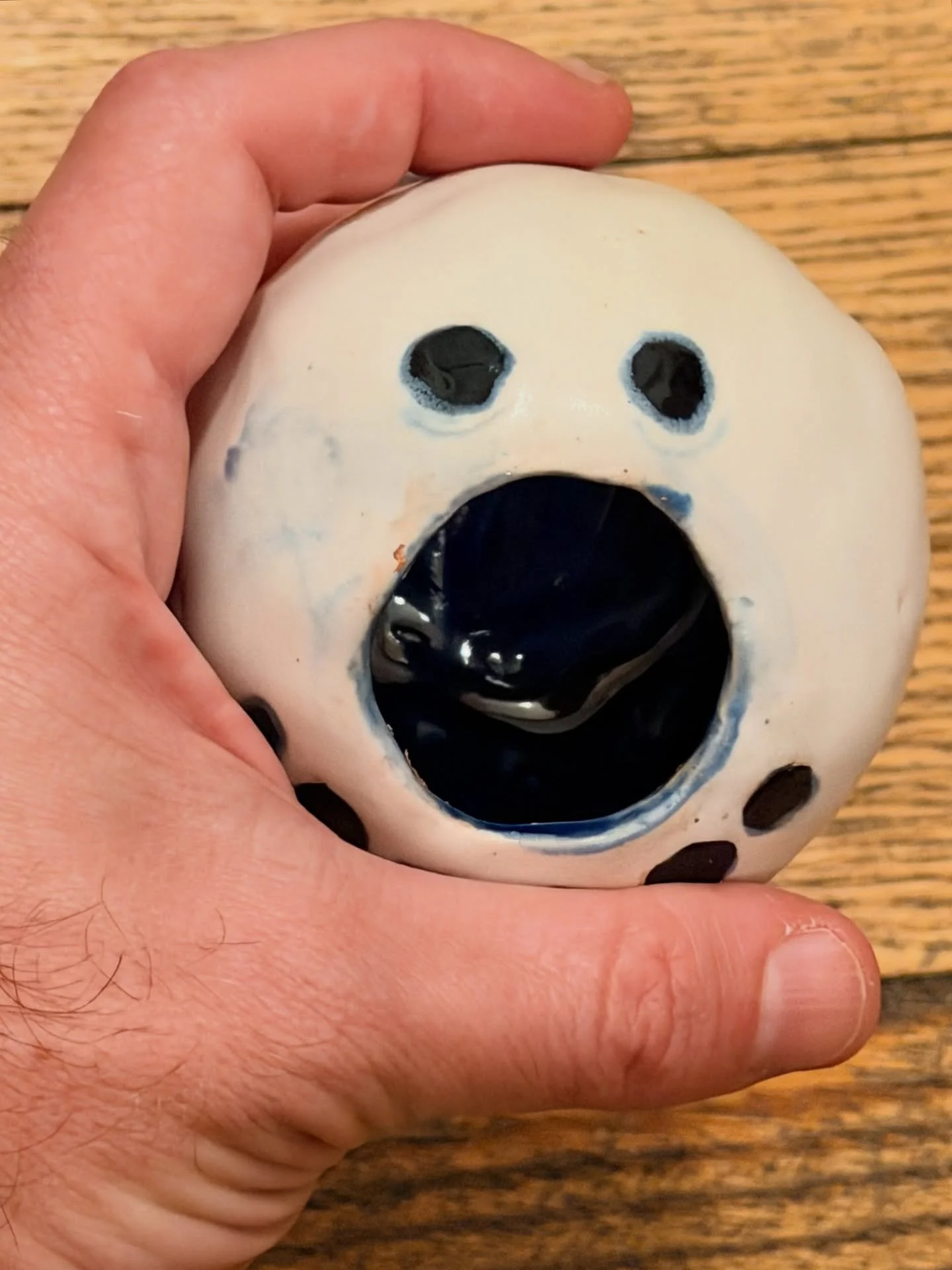 I take all the abandoned dishes at the studio and glaze over them, but sometimes it is hard to think of what to do with them.