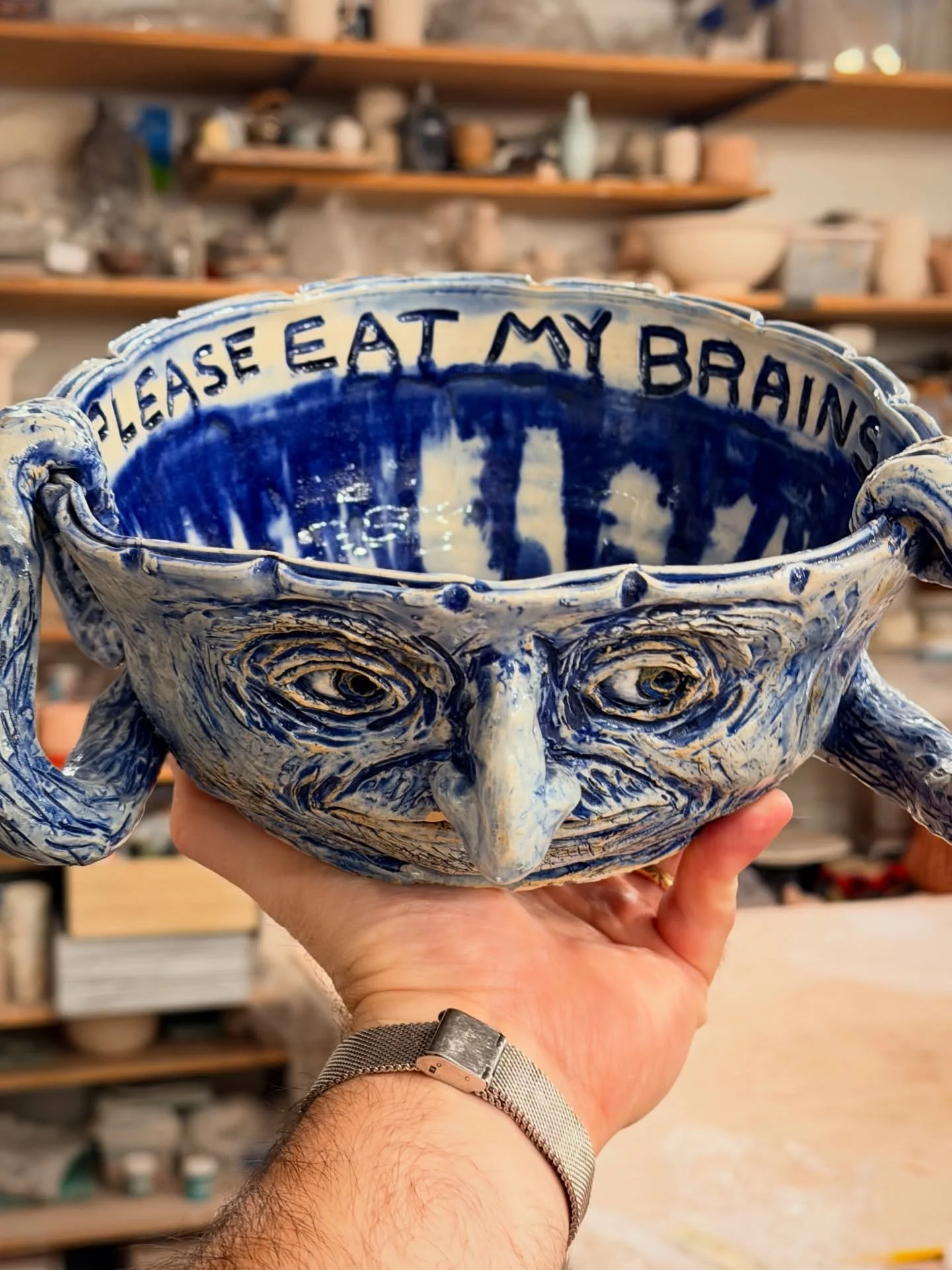 You could use it for eating sugarplums or fruitcakes or brains. Get it off my website on 12/15 at 9. I should have a bunch of other new stuff out of the kiln by then too.