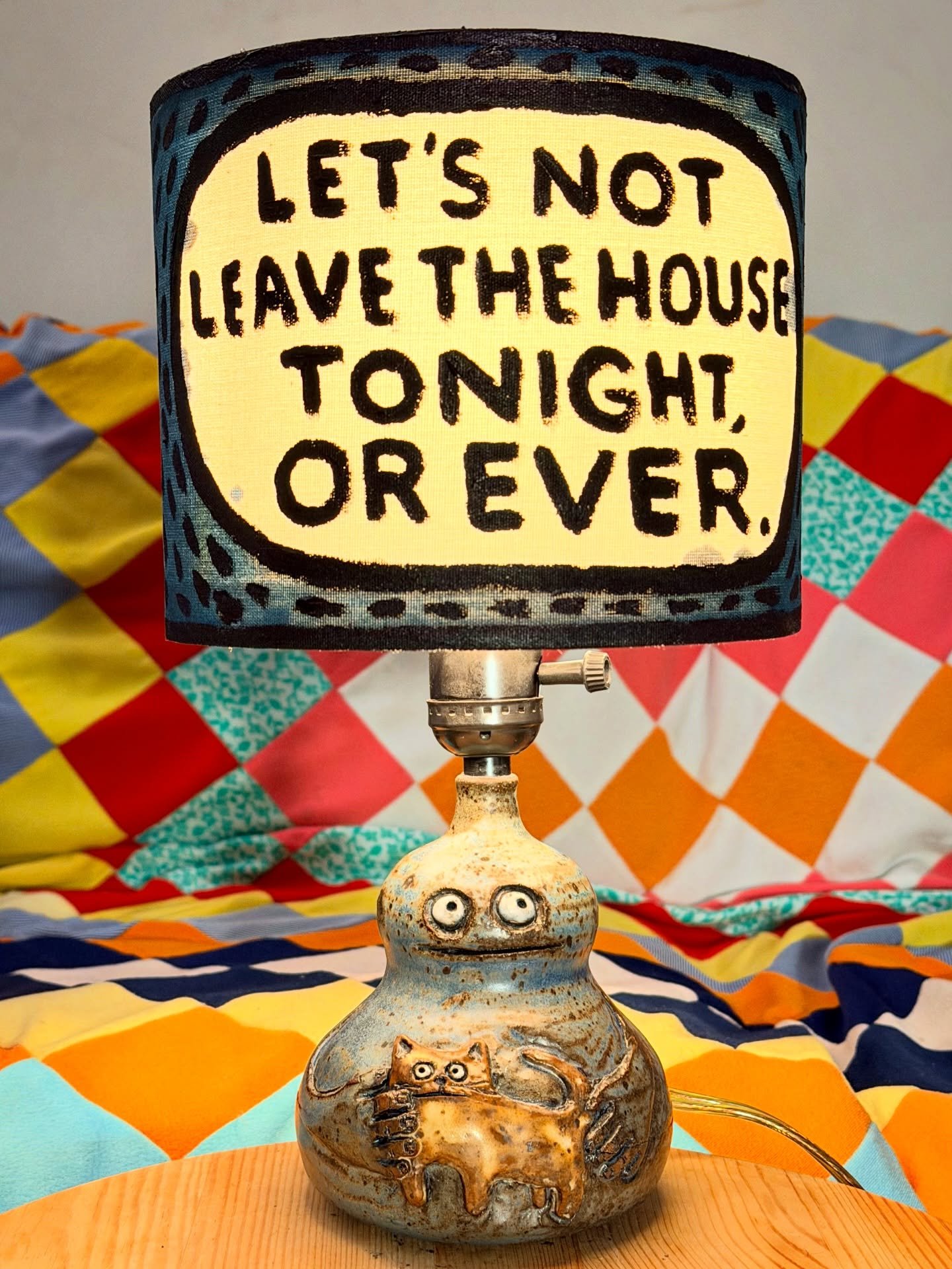 I sometimes turn out the light and go out for pizza and parties and I sometimes turn out the light and go to sleep. Lots of new lamps and dishes coming in about a week &mdash; Monday 12/15 on my website at 9pm nyc time. I&rsquo;d put them up sooner b