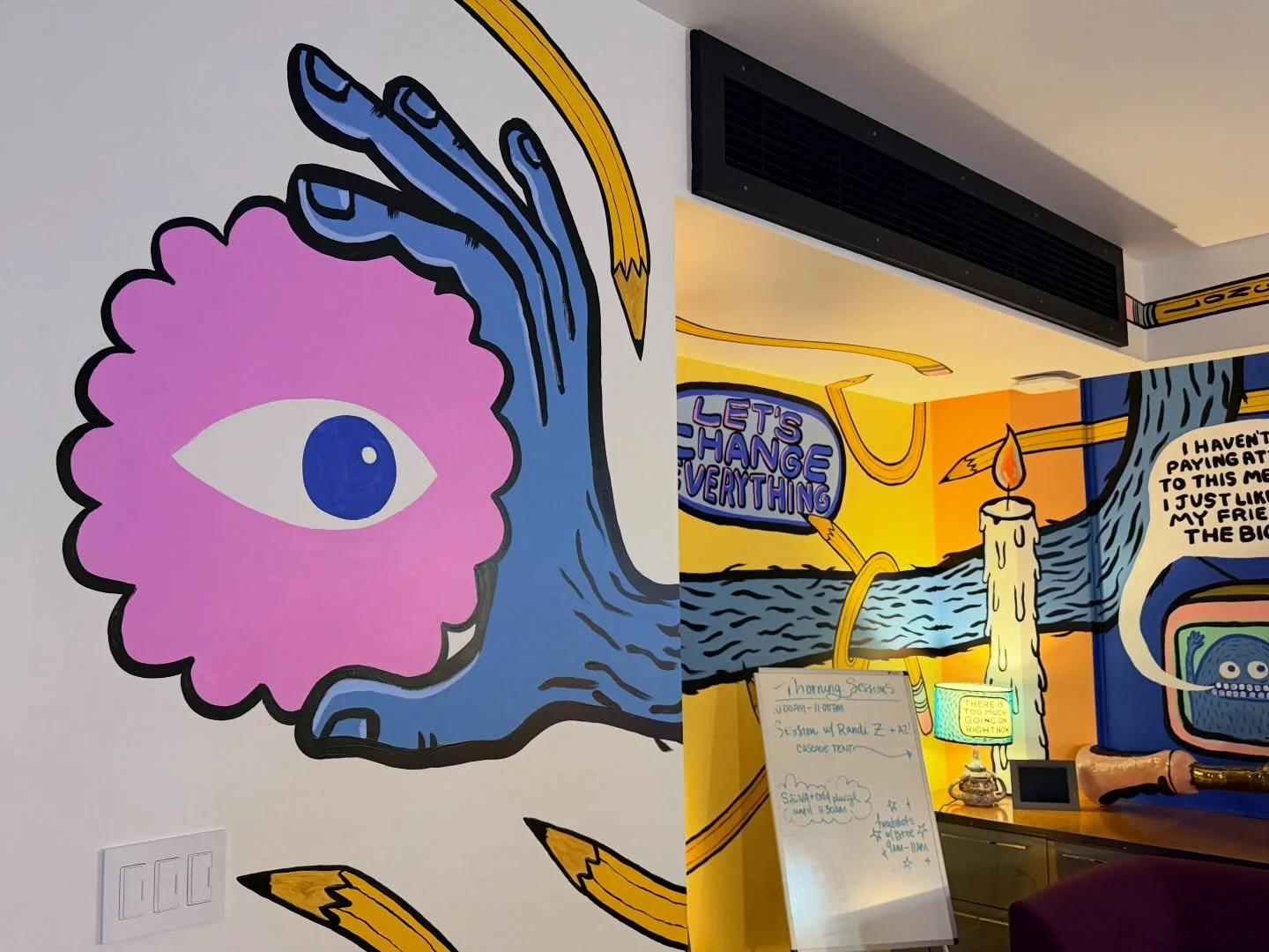 More photos of the mural/installation at @longjourneyventures in SF. I&rsquo;m on the plane back to NYC now to get back into making dishes. Thanks @cyantist for inviting me to do the most fun project!

Good photos by @skitrussell, regular photos by m