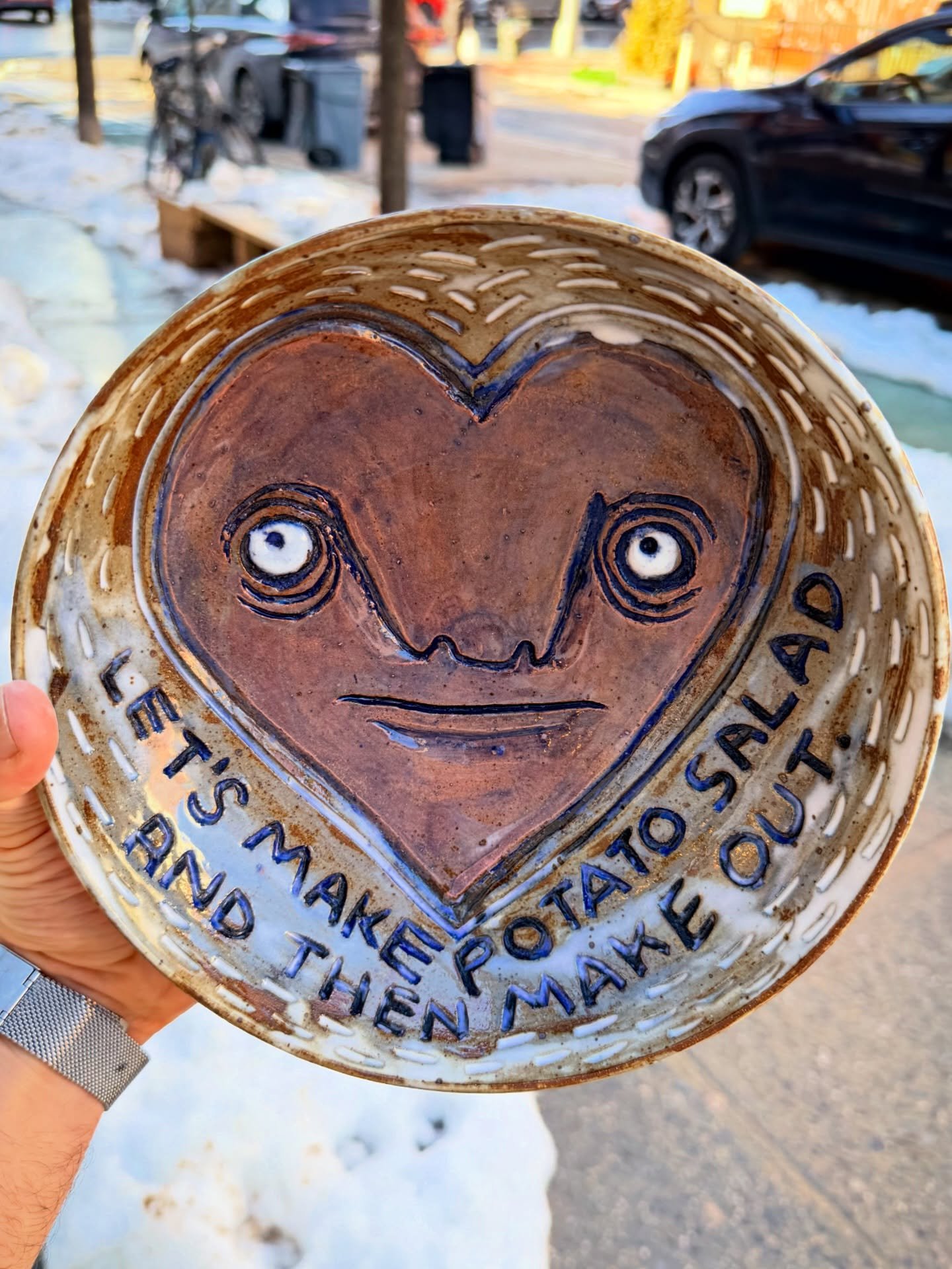 Made this one for Valentine&rsquo;s Day, but was out of town for a while and just got it out of the kiln. The message still rings true.