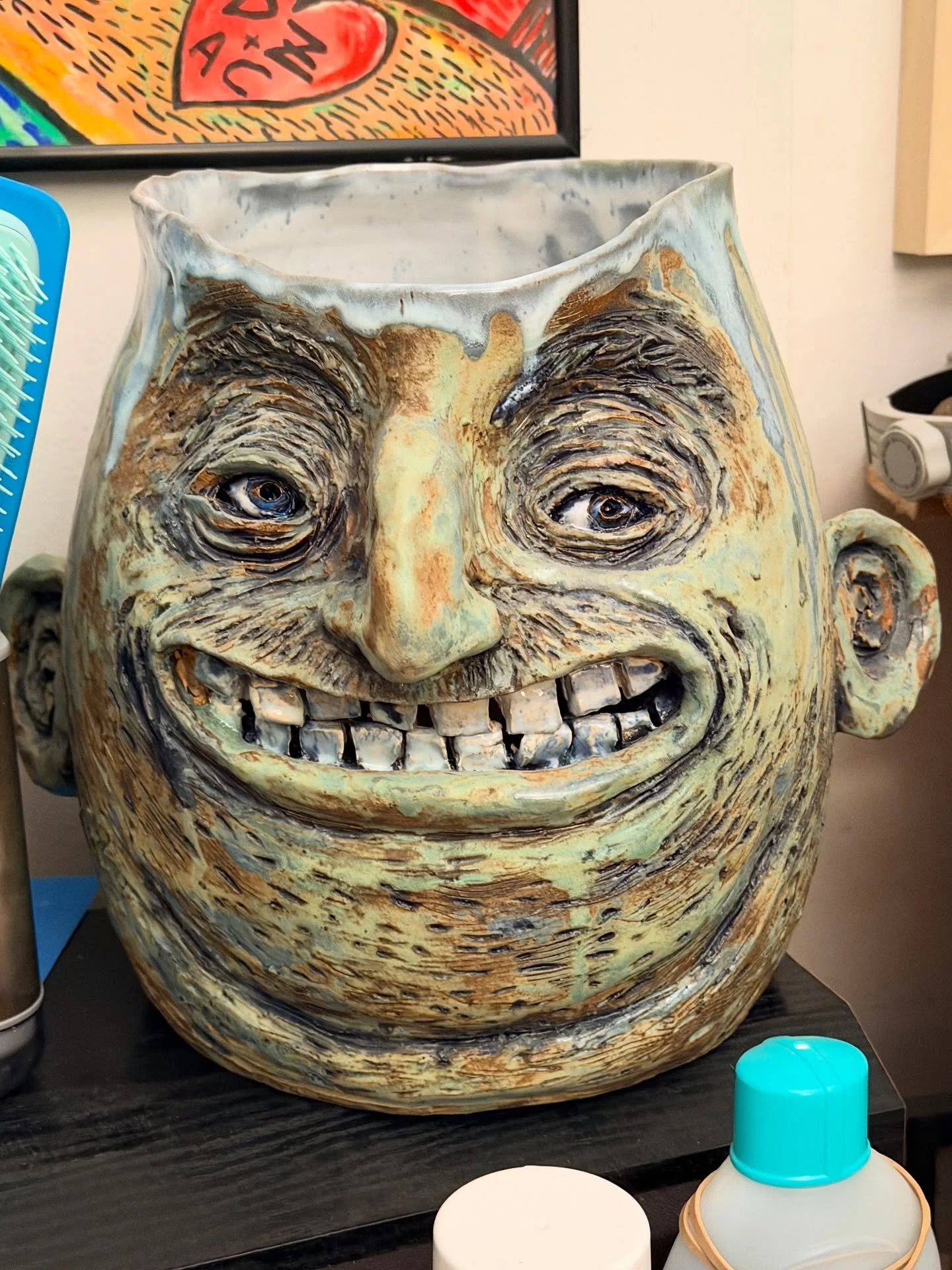 It&rsquo;s rainy in NYC and I&rsquo;m too sleepy to bike to studio to see what came out of the kiln, so here&rsquo;s a favorite one from about a year and a half ago. I keep spare lightbulbs in his head.