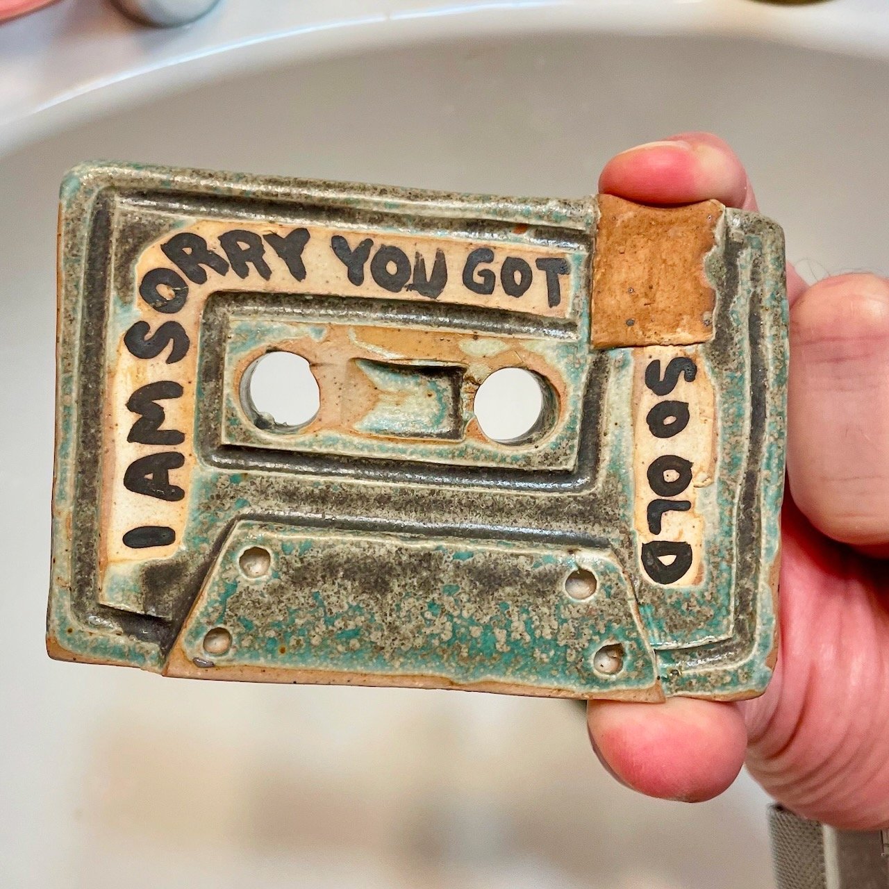 Mix tape: I am sorry you got so old // It's cool you are not dead yet.
Edition of 30
2.5 x 3.5 x .75
2025
$