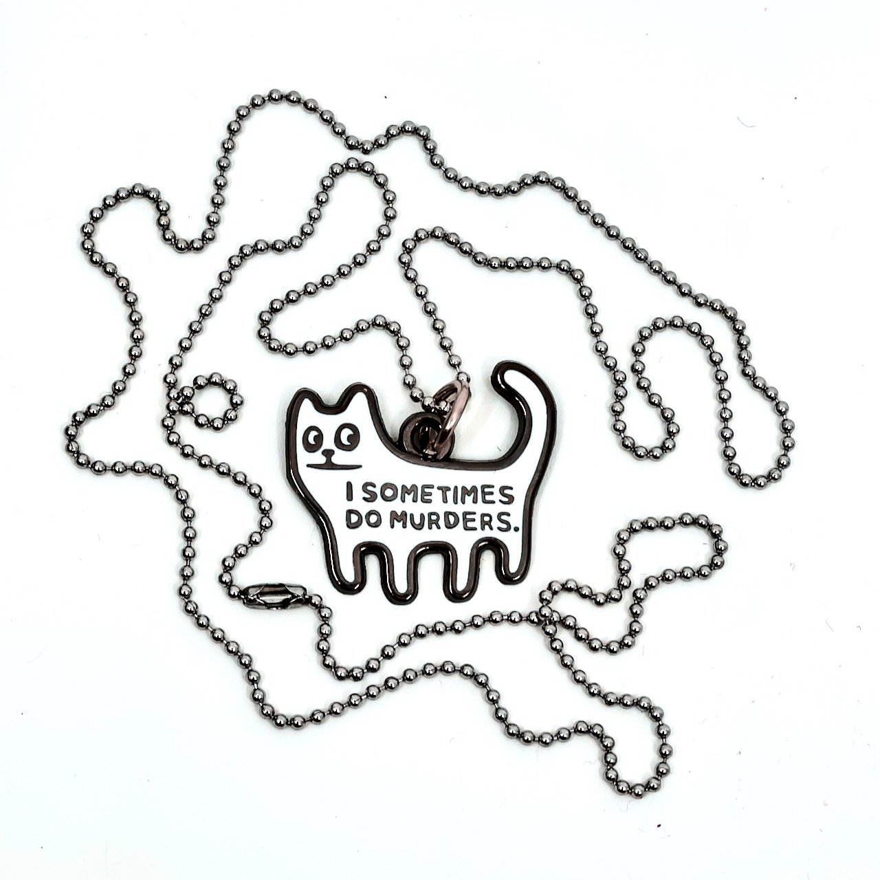 I sometimes do murders necklace (edition of 1000)
1 x 1 (comes with a chain and in a little pouch with a cat on it)
2024
$24