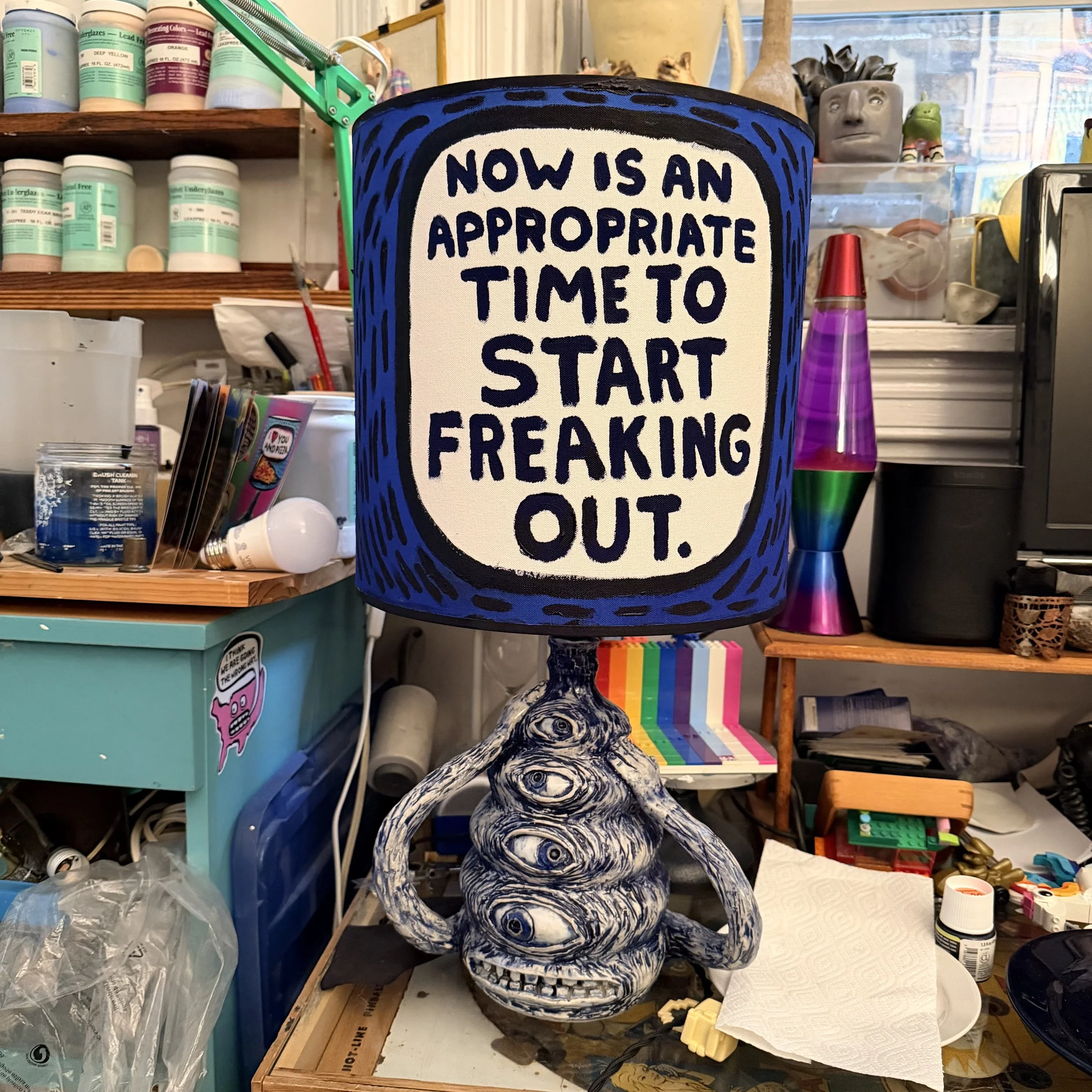 Lamp: now is an appropriate time to start freaking out (23 inch tall lamp)