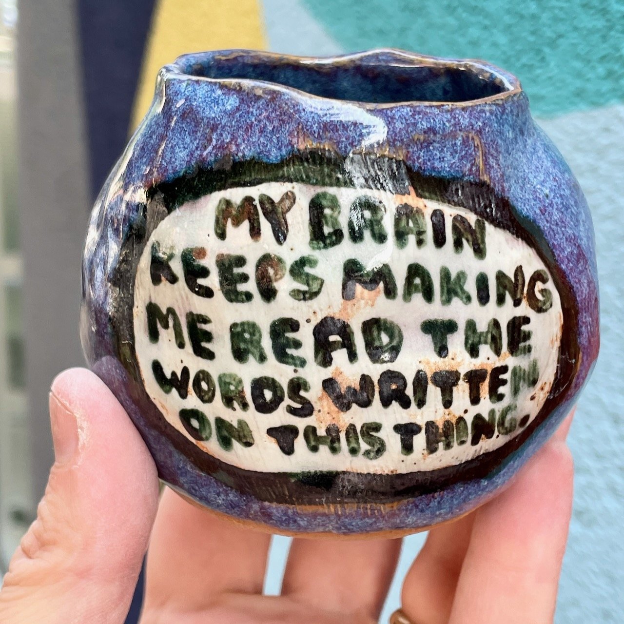 My brain keeps making me read the words written on this thing.
3 x 3.5 x 3.5
2025
$