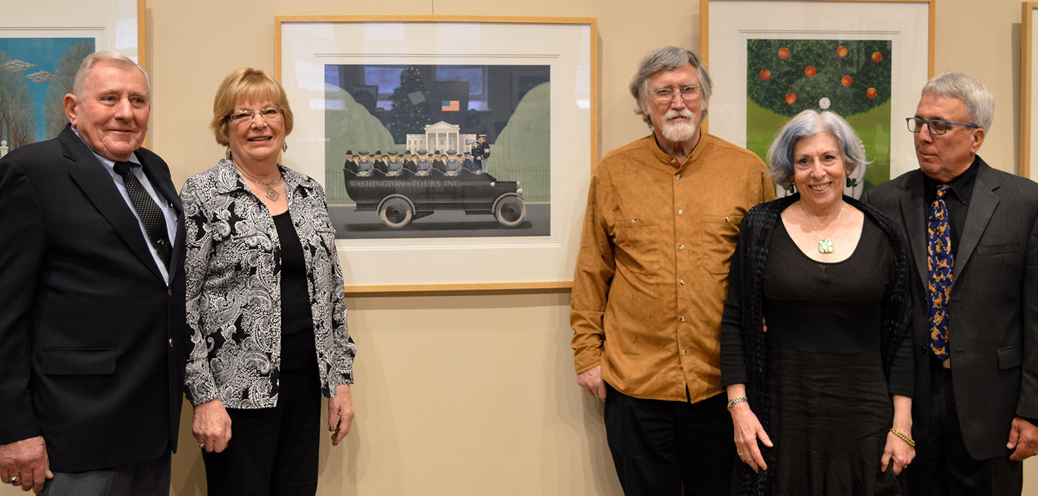 (L to R) Peter Balet, son of Jan, and his wife MArie; Dr. Sheldon Hurst, curator; Alison & Michael Paolerci, collectors, at the opening reception.