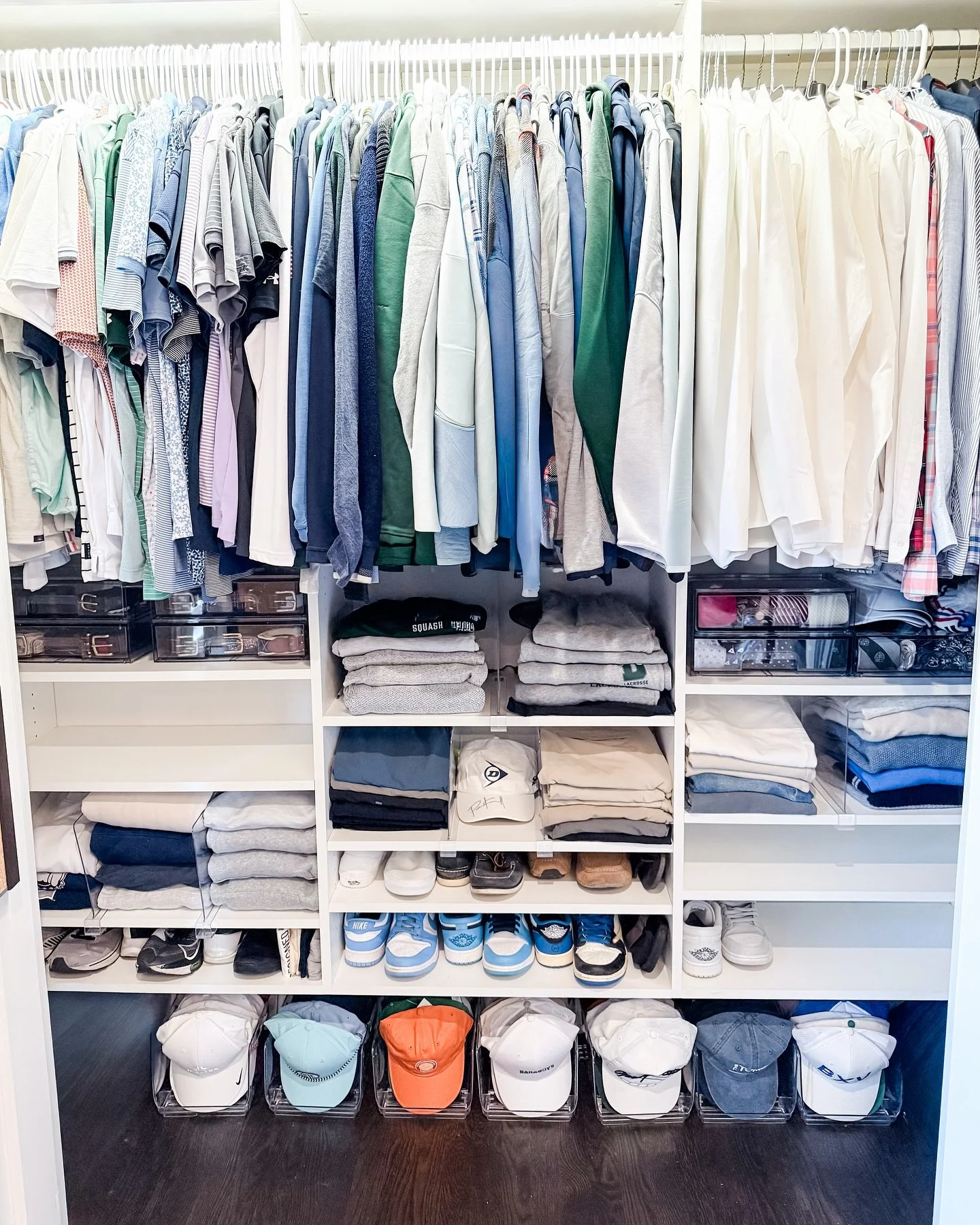 Room Swap: When your son takes over the former office, the closet needs an #overhaul. Swipe to see how changing the components allowed us to repurpose the existing closet materials. We utilized #organizational products to maintain the system, even pr
