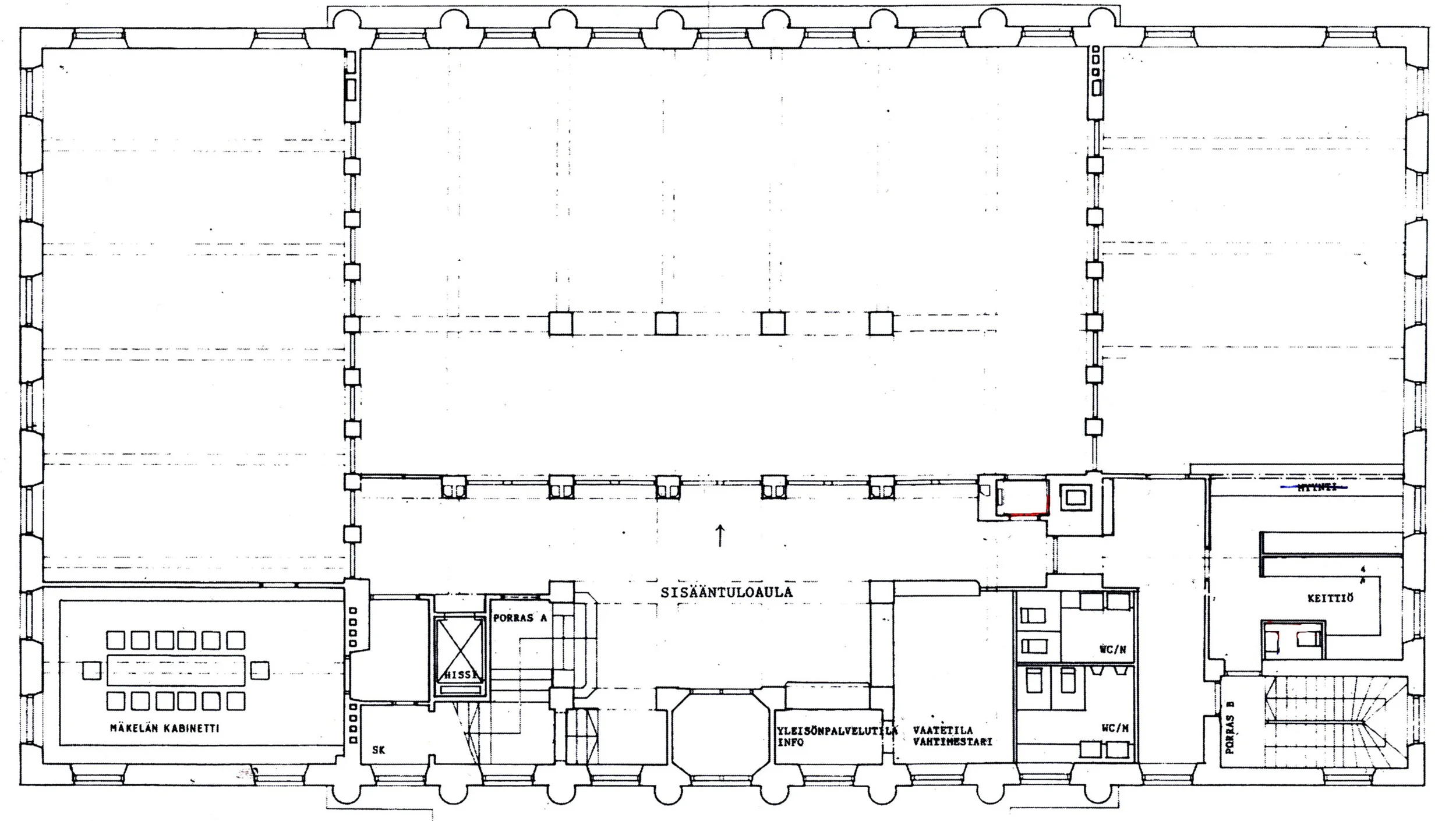 The actual, executed plan shows a more grid based layout for the library.