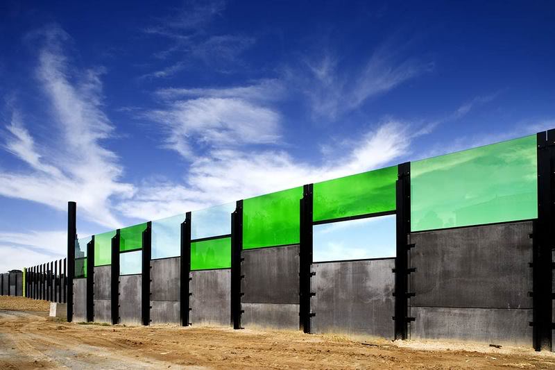 A small part of of an Australian freeway noise wall, designed as part of a larger project. Photo from: LovesFoodAndArt.com