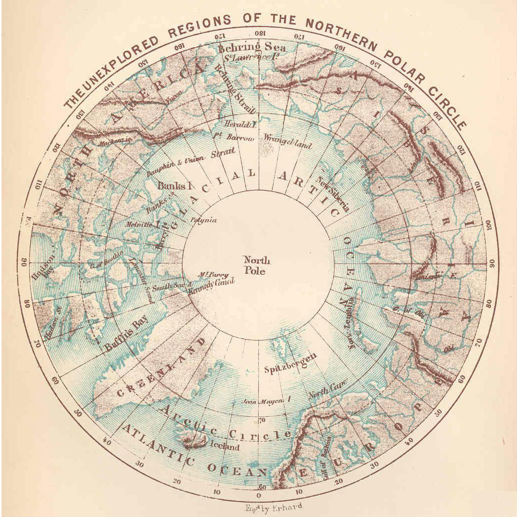 Unexplored areas of the Arctic, circa 1870