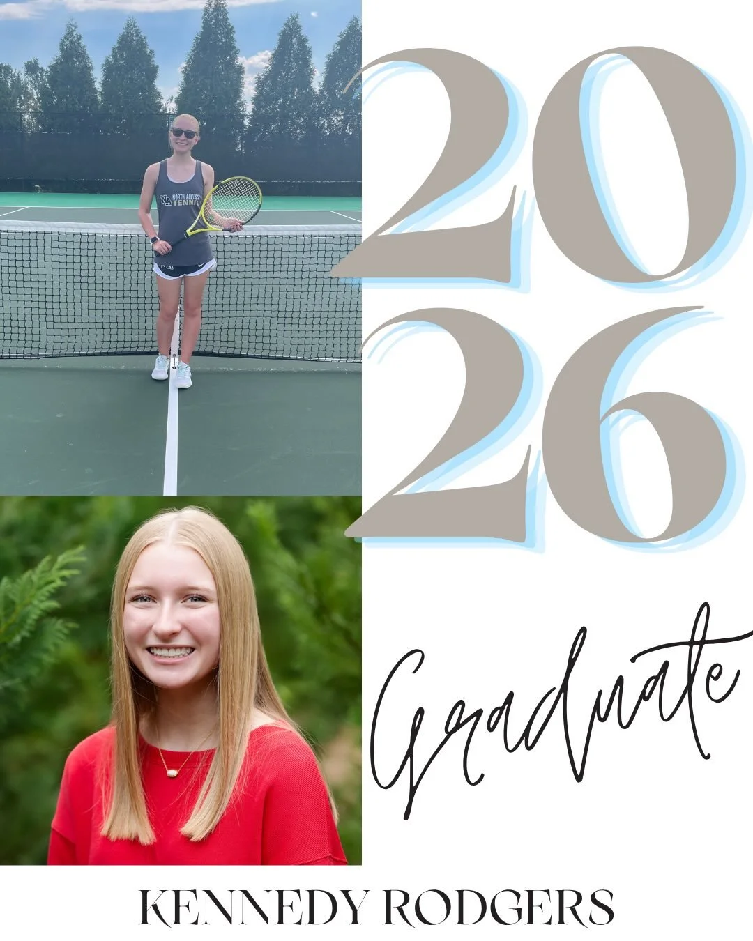 Our first Senior Spotlight is Kennedy Rodgers!  Kennedy is a graduating from North Augusta High School.  She has been accpeted to the University of South Carolina Honors College and will be double majoring in Sports Media and Statistics.  She says th
