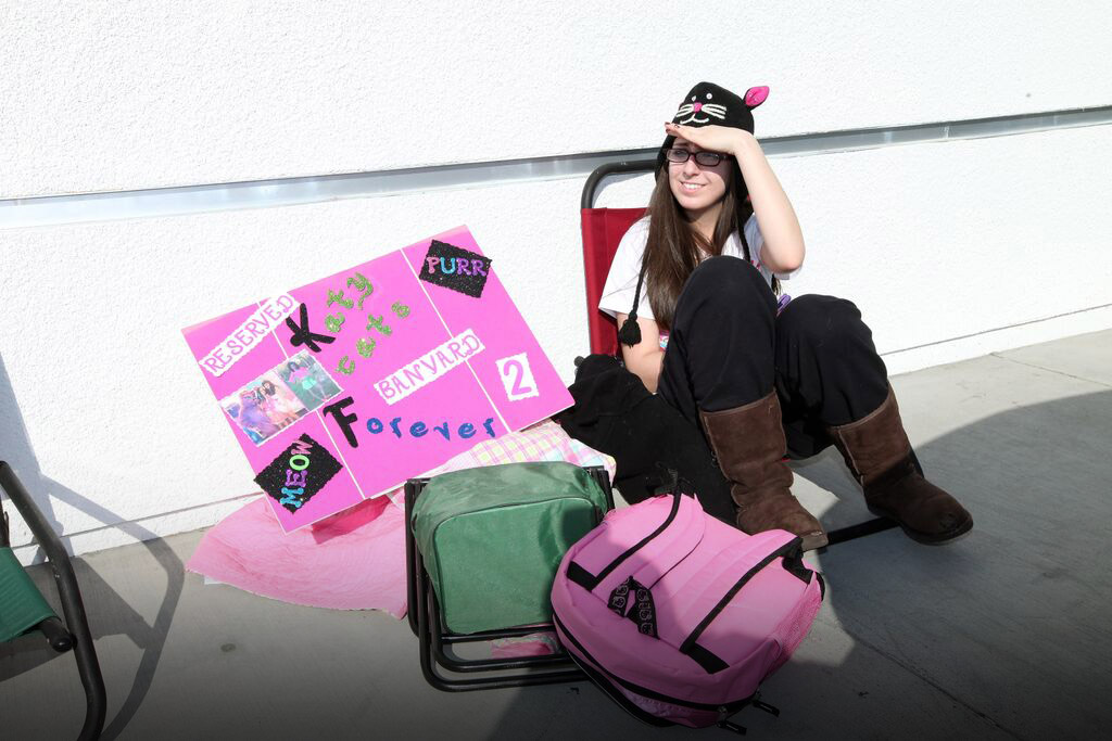 Many avid Katy fans slept overnight outside the store to secure a place in line.