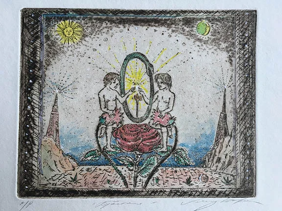Hand painted etchings for the Smashing Pumpkins album MACHINA/the