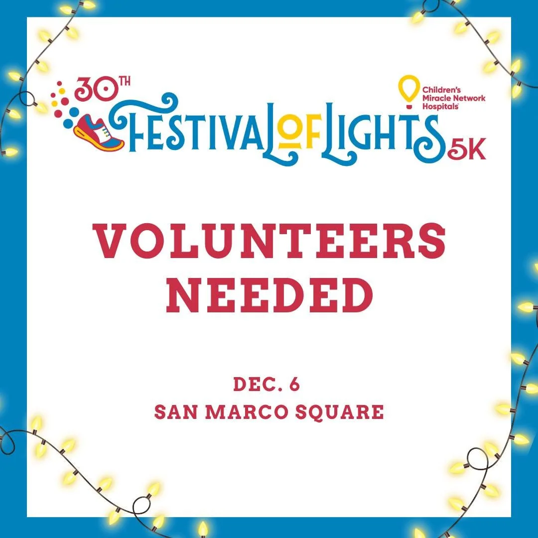 The countdown is on! Our Festival of Lights 5K is just around the corner, and we need amazing volunteers like you to help make it a success! Want to be part of the fun? Sign up using the link in our bio!