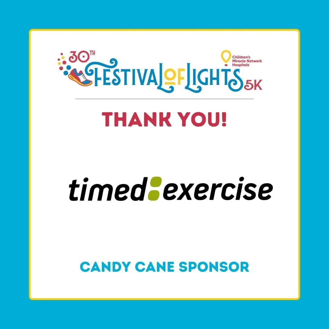 Thank you @timedexercise for your sponsorship of the 30th Annual Festival of Lights 5k! We are grateful for your support of the patients at @ufhealthjax and @wolfsonchildren!