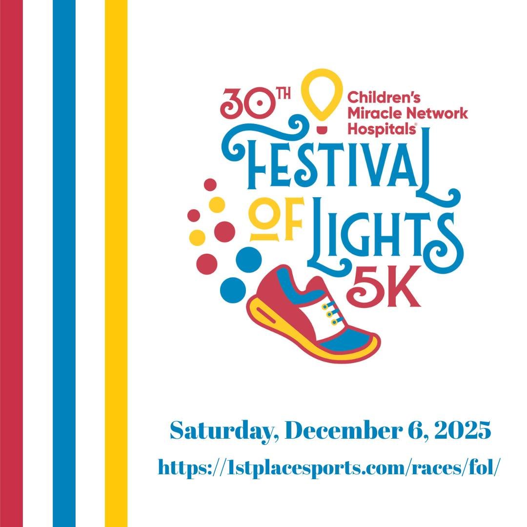 We can't wait for the 30th Annual Festival of Lights 5k next month! There is still time to register for this family favorite race before prices increase. Join us for a evening of holiday spirit as well run, walk and roll through the streets of beauti