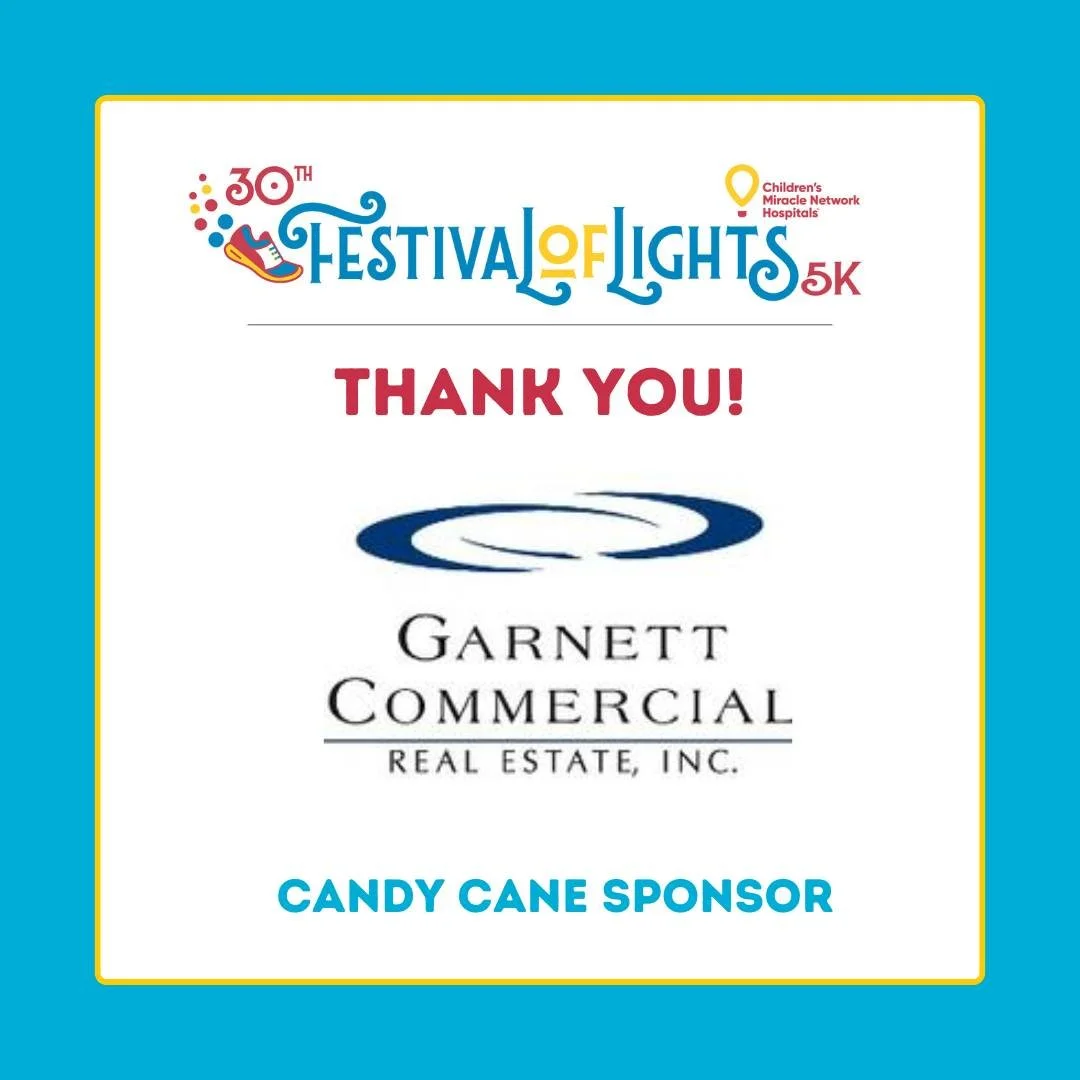 Thank you Garnett Commercial Real Estate for your sponsorship of the 30th Annual Festival of Lights 5k! We appreciate your support and dedication to the patients at @ufhealthjax pediatrics and @wolfsonchildren! https://1stplacesports.com/races/fol