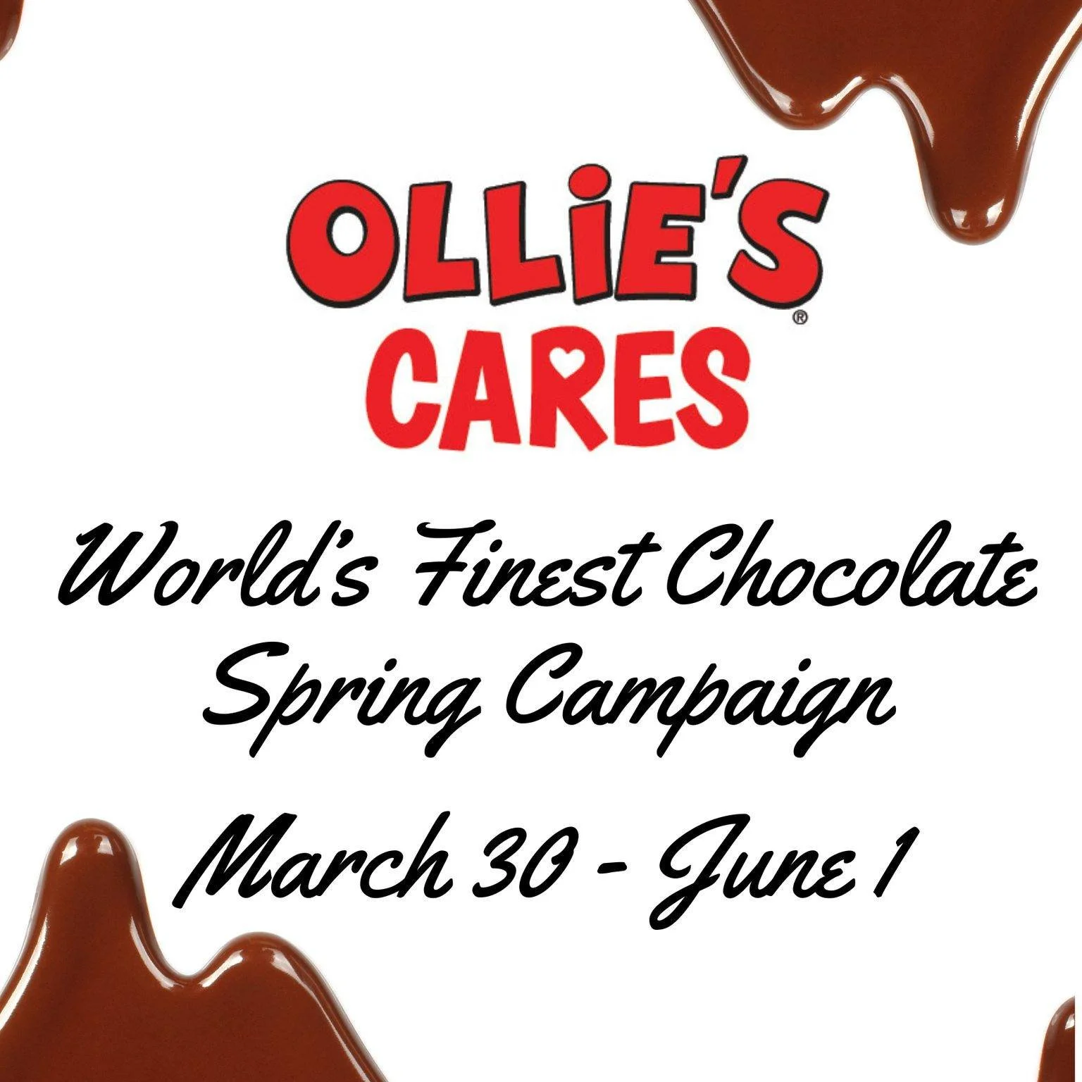 When you visit your local @olliesoutlet from March 30 to June 1 you can support your local @childrensmiraclenetwork hospitals when you purchase a World's Finest Chocolate bar at the register! A portion of this sweet treat will help local children and